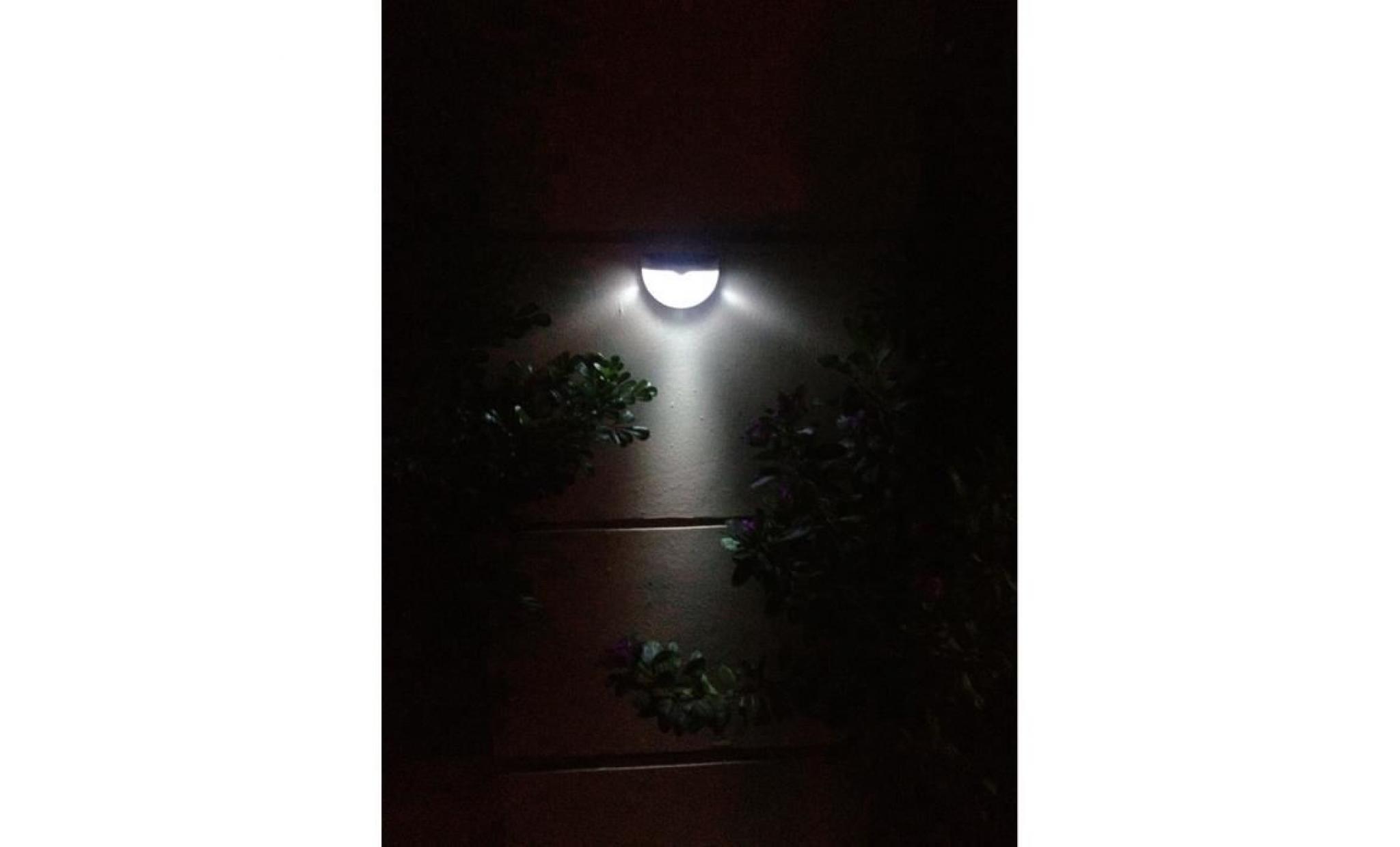 applique solaire led mural ip55 etanche 6 led lampe eclairage extérieur lumière de contrôle pour sécurité patio cour jardin blanc pas cher