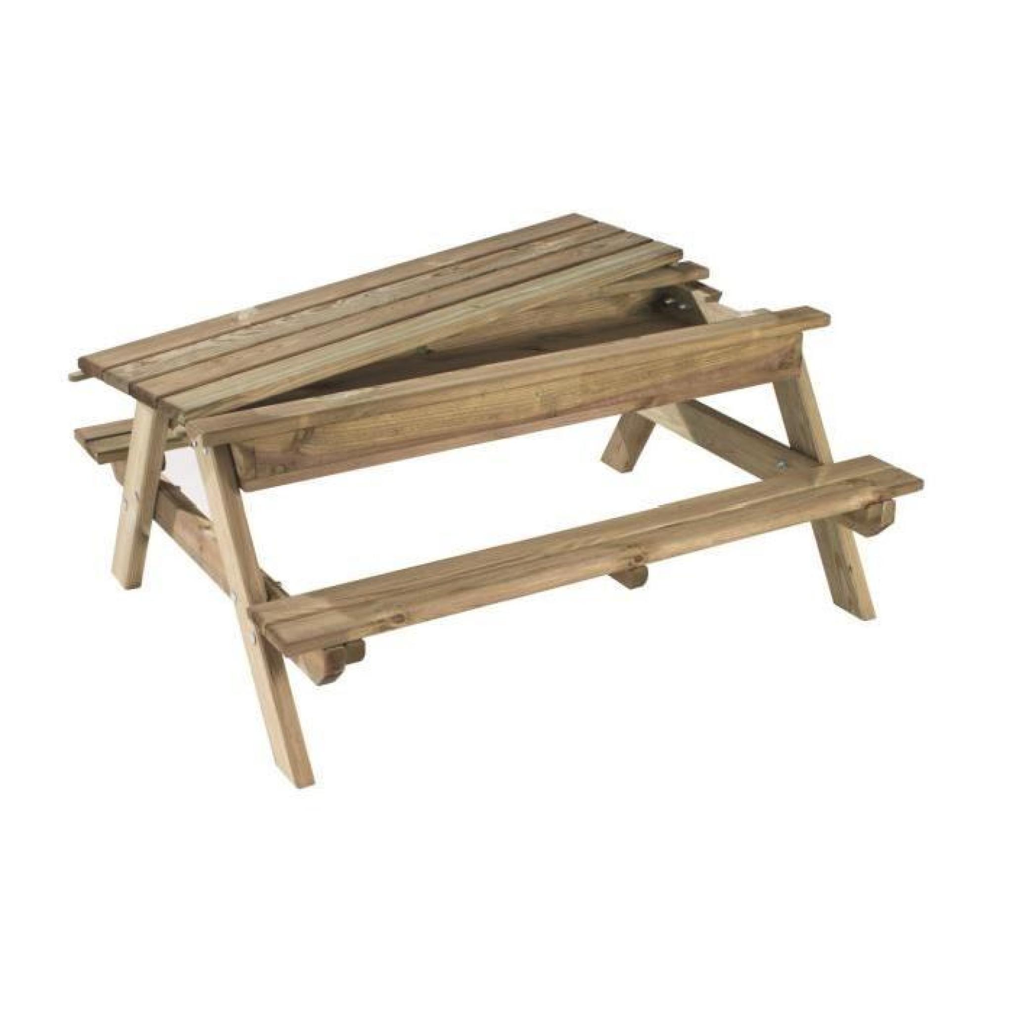 ARIELLE Table pique-nique/ bac à sable pin sylvestre 120x100x51 cm