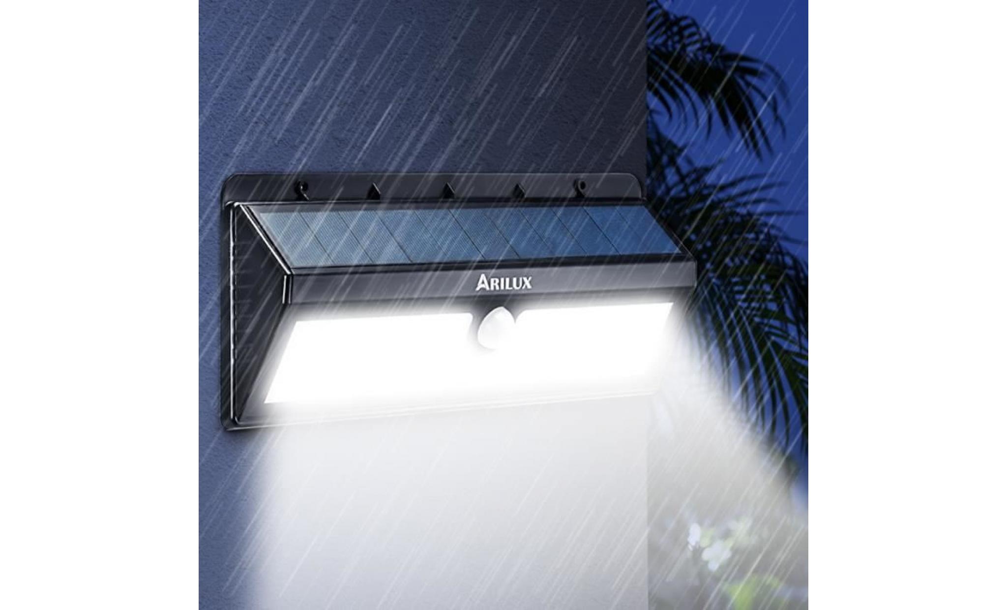 arilux ™ luminaire 44led applique solaire avec detecteur de mouvement jardin étanche lavent pas cher