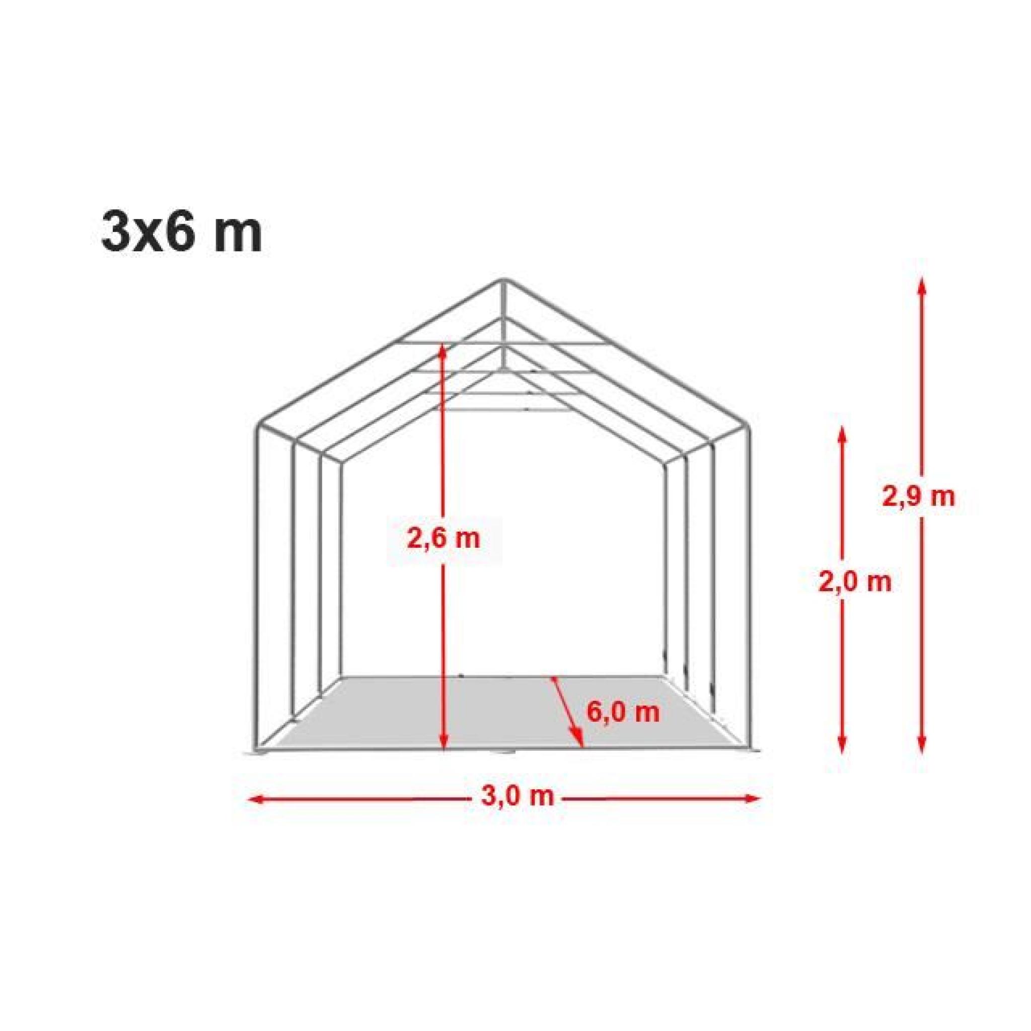 Auvent tonnelle 3 x 6m PVC toiture verte pas cher