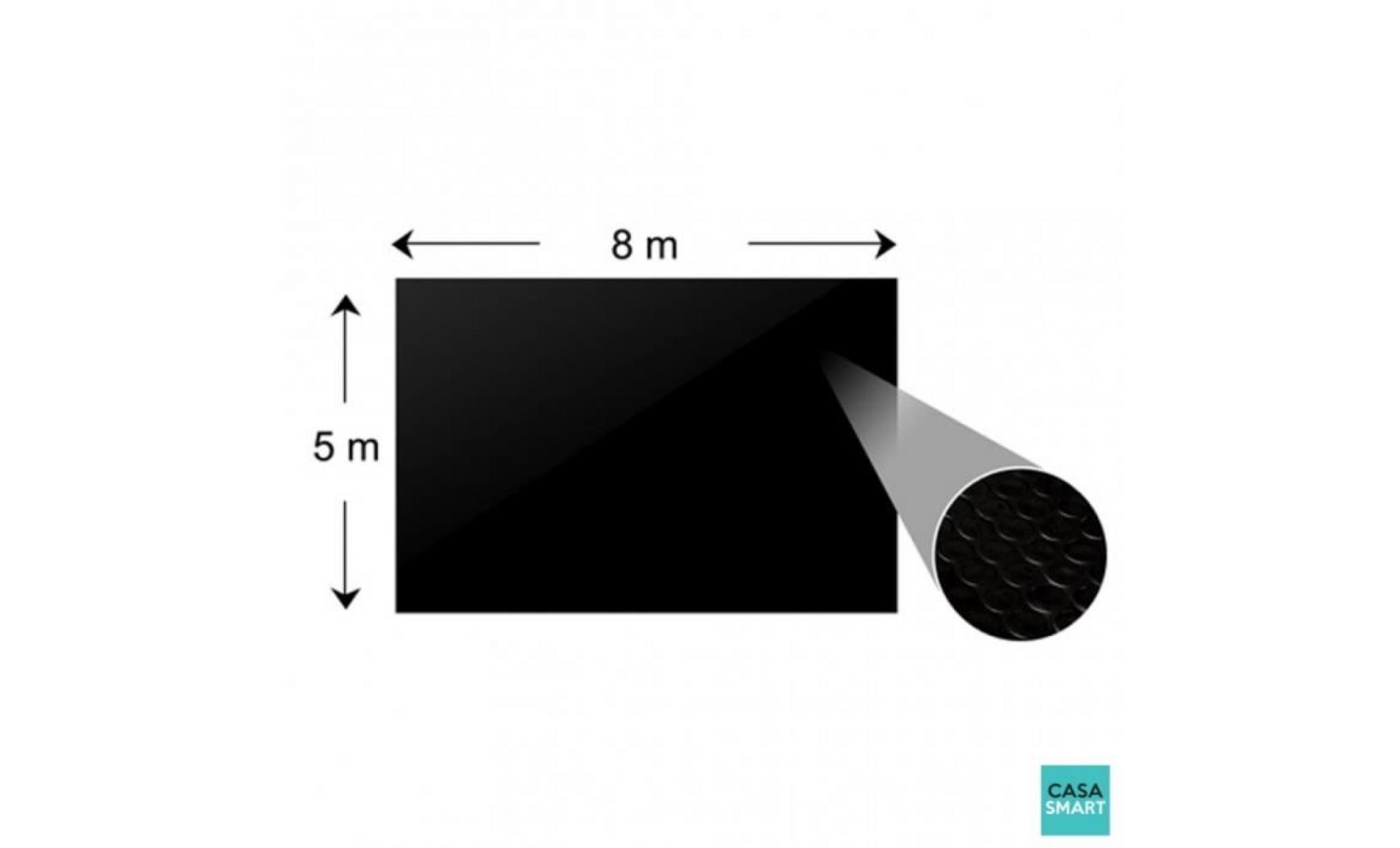 b?che solaire à bulles flottant pour piscine 8x5m noir rectangulaire pas cher