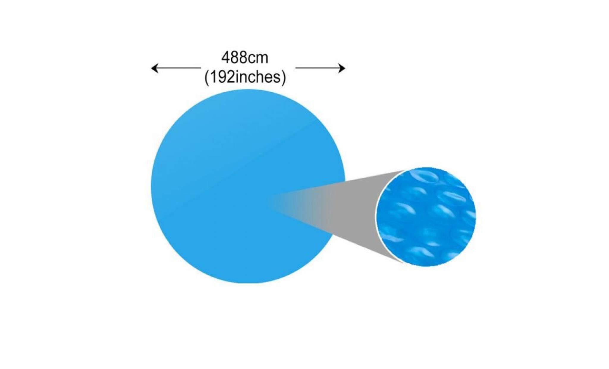 bâche couverture de piscine solaire bleue ronde diamètre 488 cm en pe pas cher