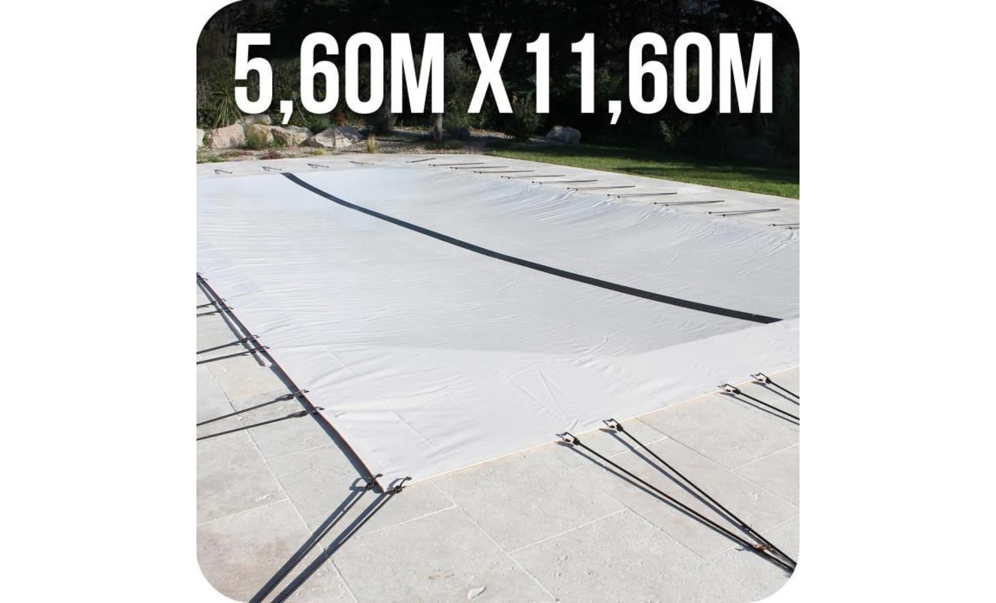 bâche d'hivernage pvc beige 580g/m² piscine 5x11m