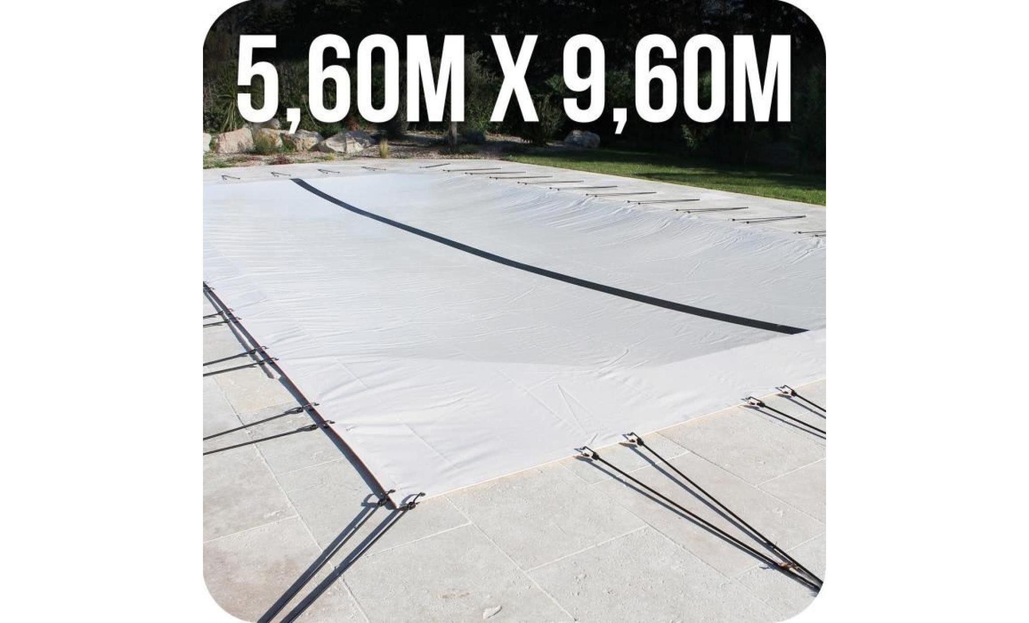 bâche d'hivernage pvc beige 580g/m² piscine 5x9m
