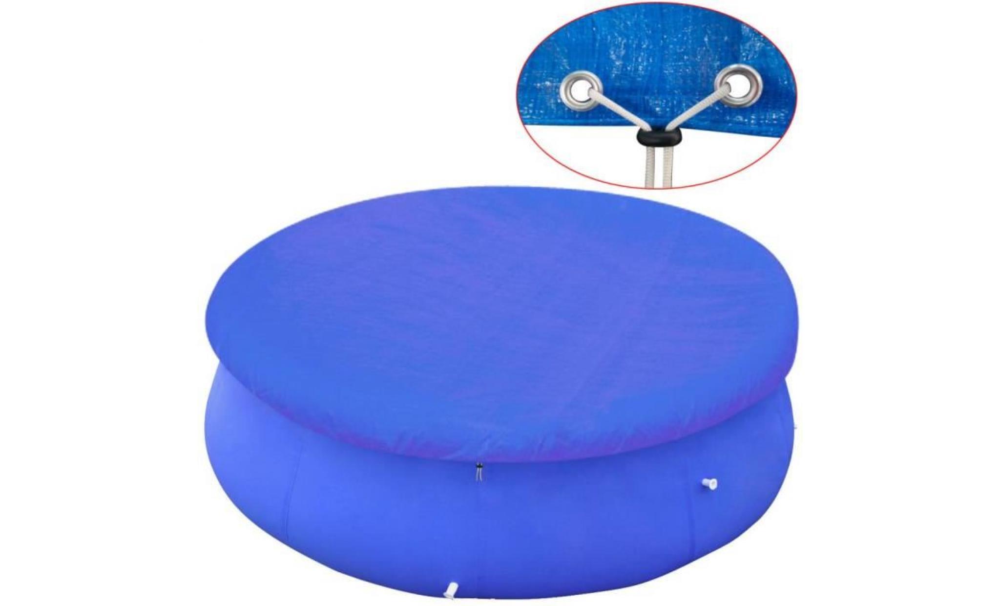 bâche de piscine en pe ronde 300 cm 90 g/m2 bleu