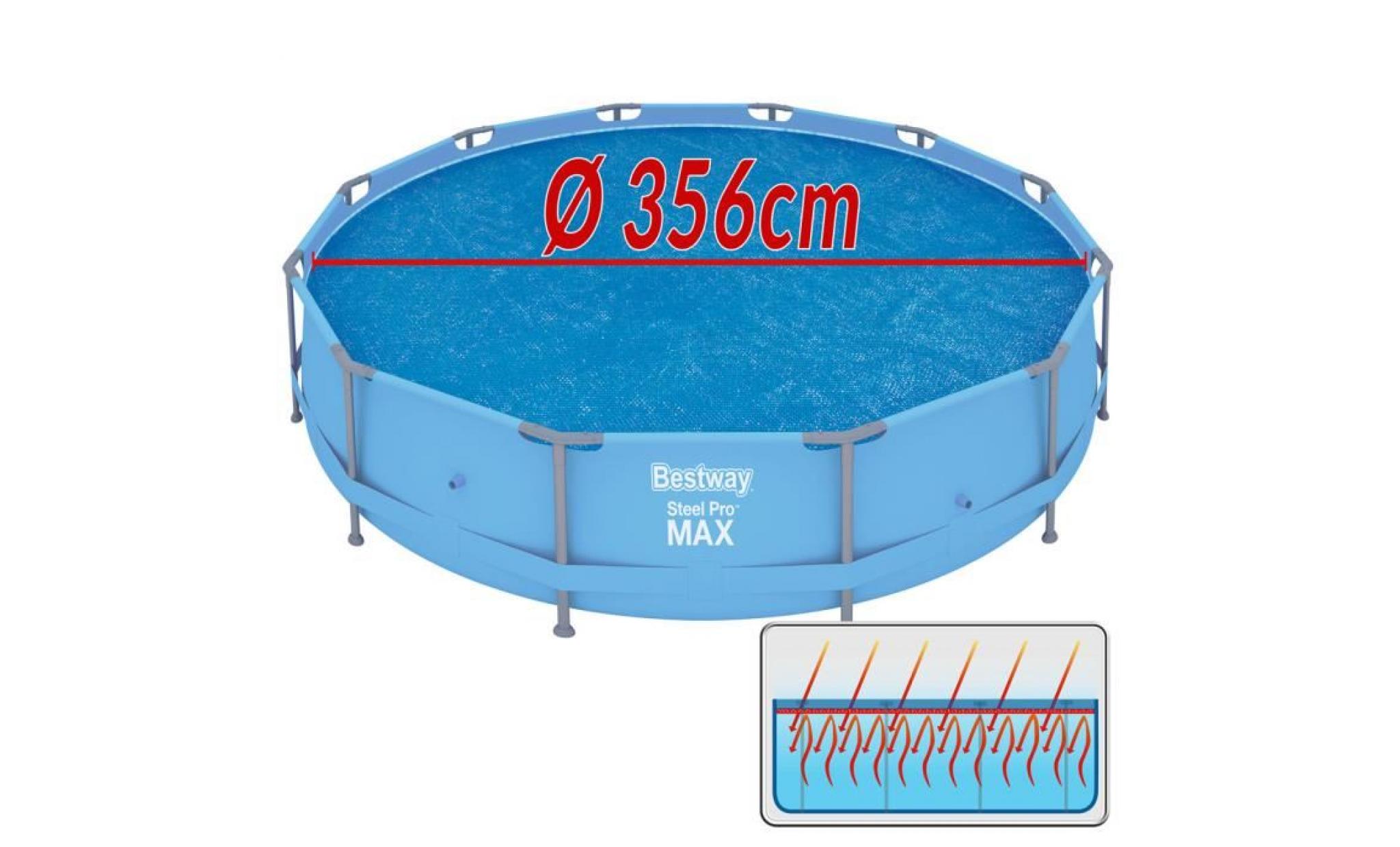 bâche solaire pour piscines, housse pour piscines Ø356 cm pour fast set™ Ø366cm
