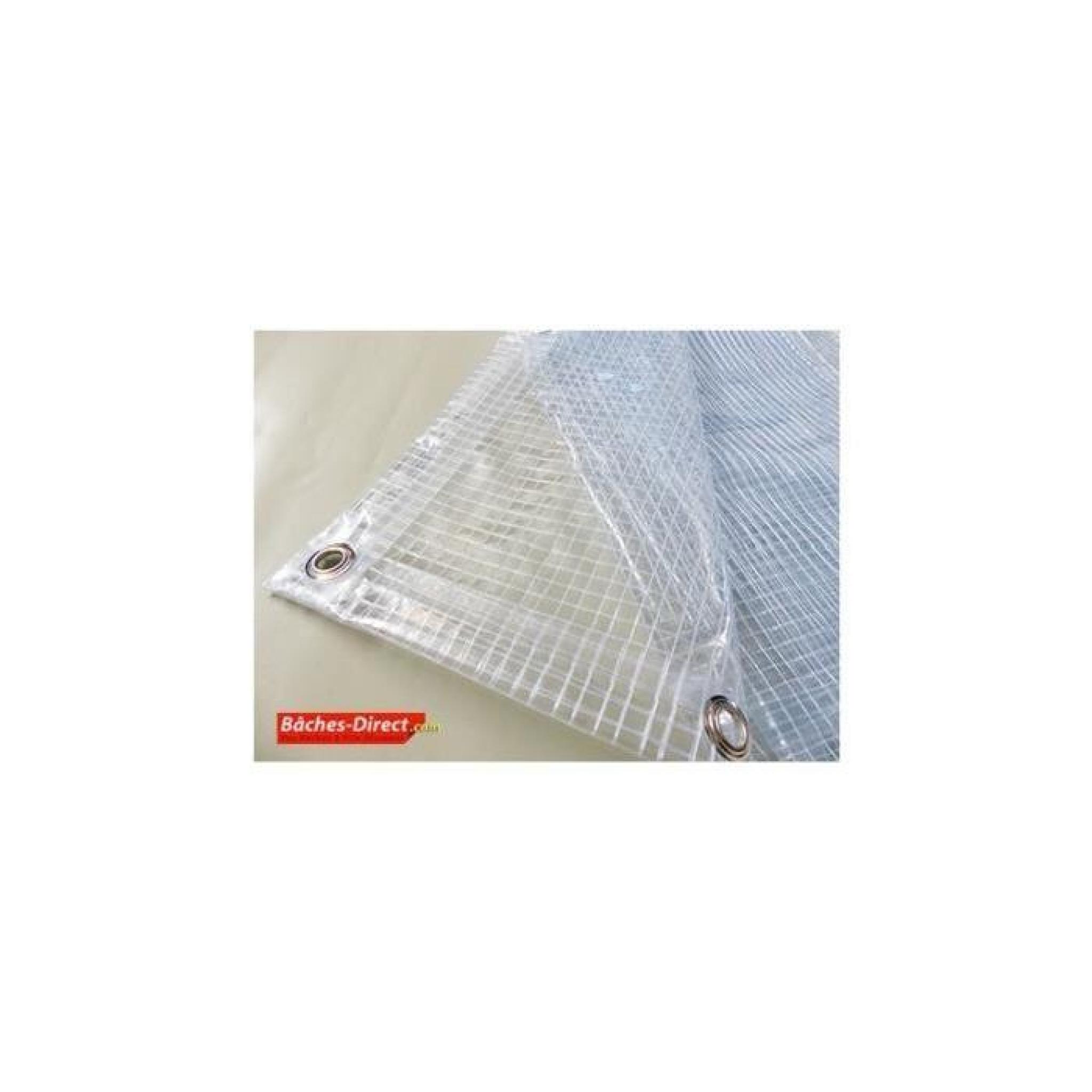 Bâche Pergola 400 g/m² - 2.1 x 4.5 m - bache transparente pour toile de pergola - bache imperméable Transparente Armée