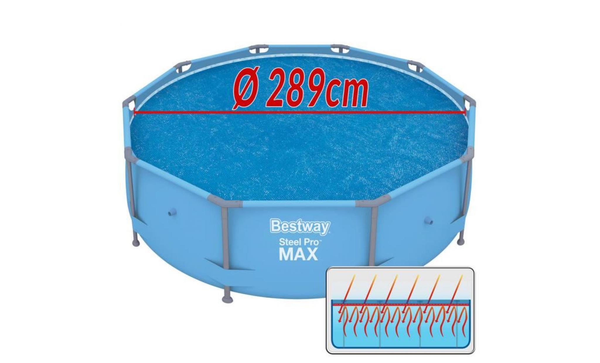 bâche solaire pour piscines, housse diamètre 289cm pour  Ø305 cm fast set™