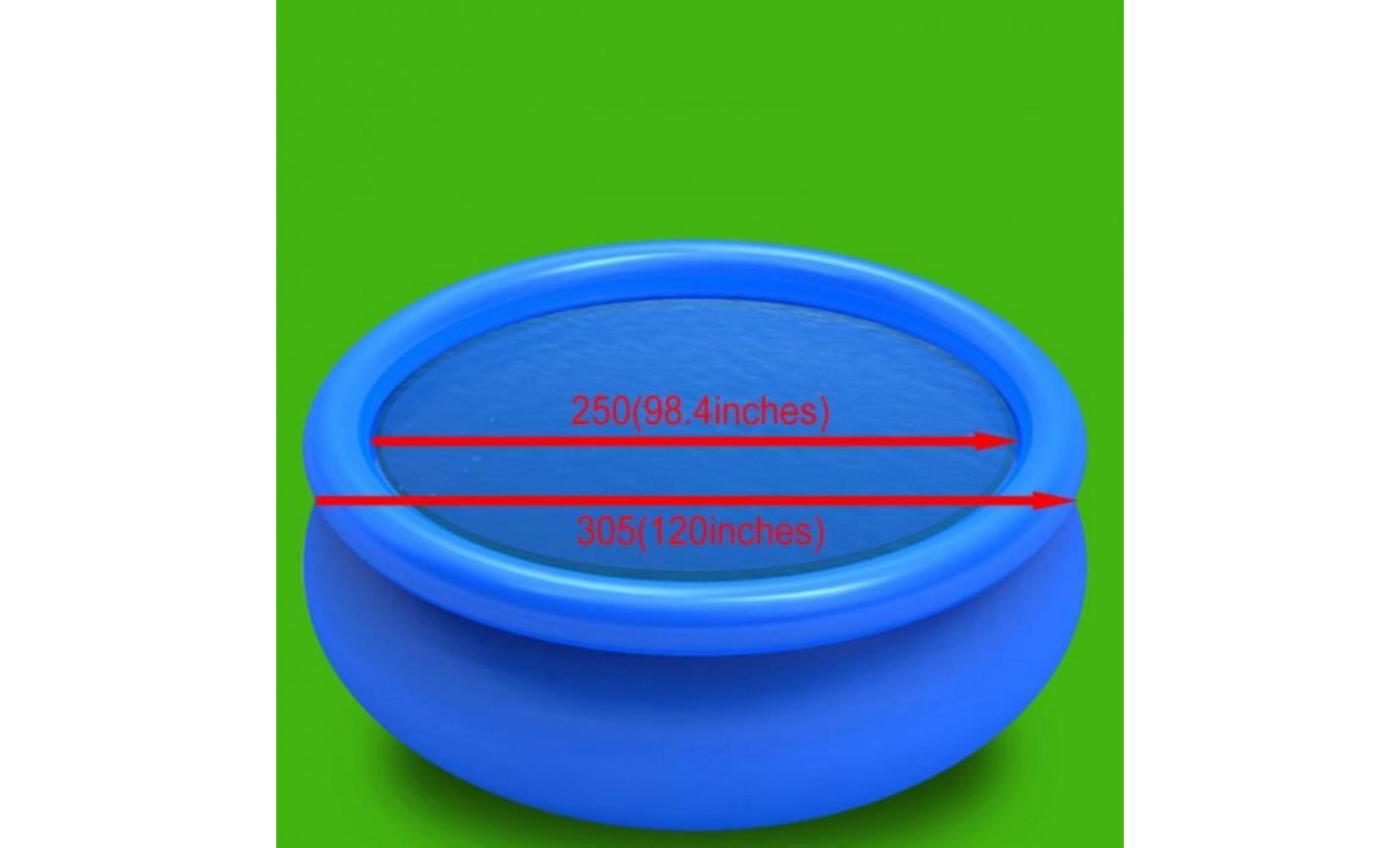 bâche solaire à bulles flottant 250 cm pour piscine 305 cm ronde bleu pas cher