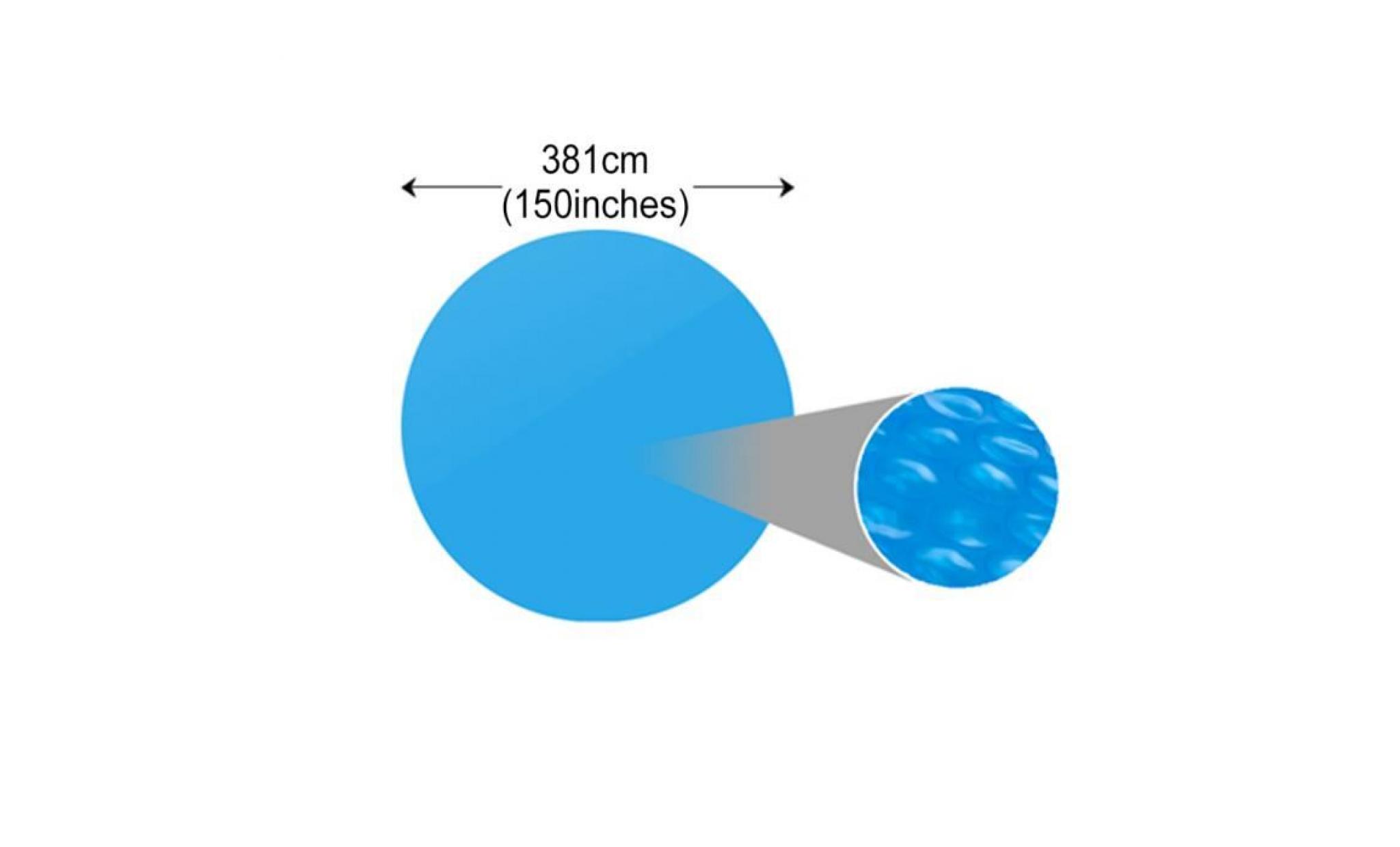 bâche solaire à bulles flottant 381 cm pour piscine 457 cm ronde bleu pas cher