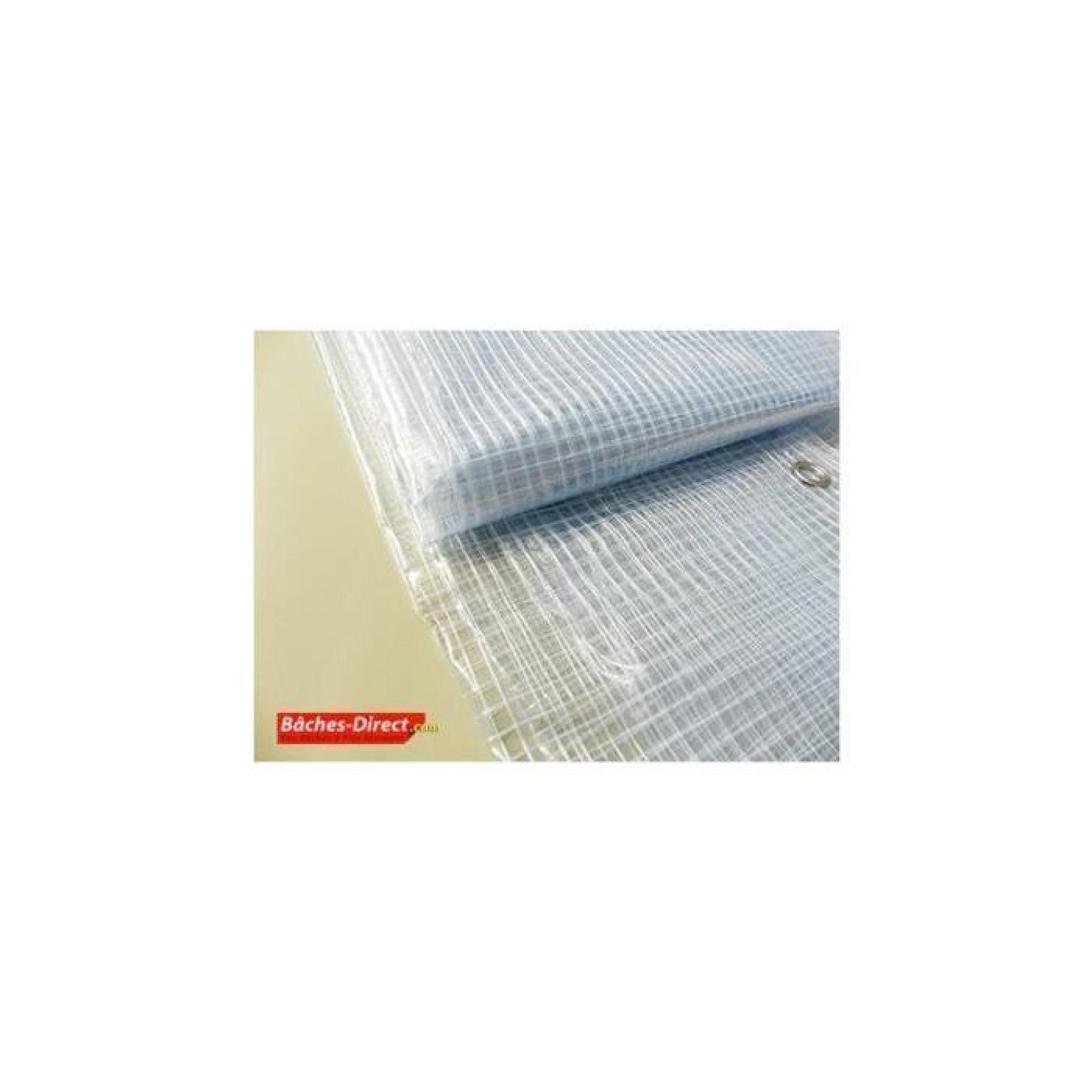 BACHES DIRECT - Bâche Pergola 400 g/m² - 3.8 x 4 m - bache transparente pour toile de pergola - bache imperméable Transparente Armée pas cher
