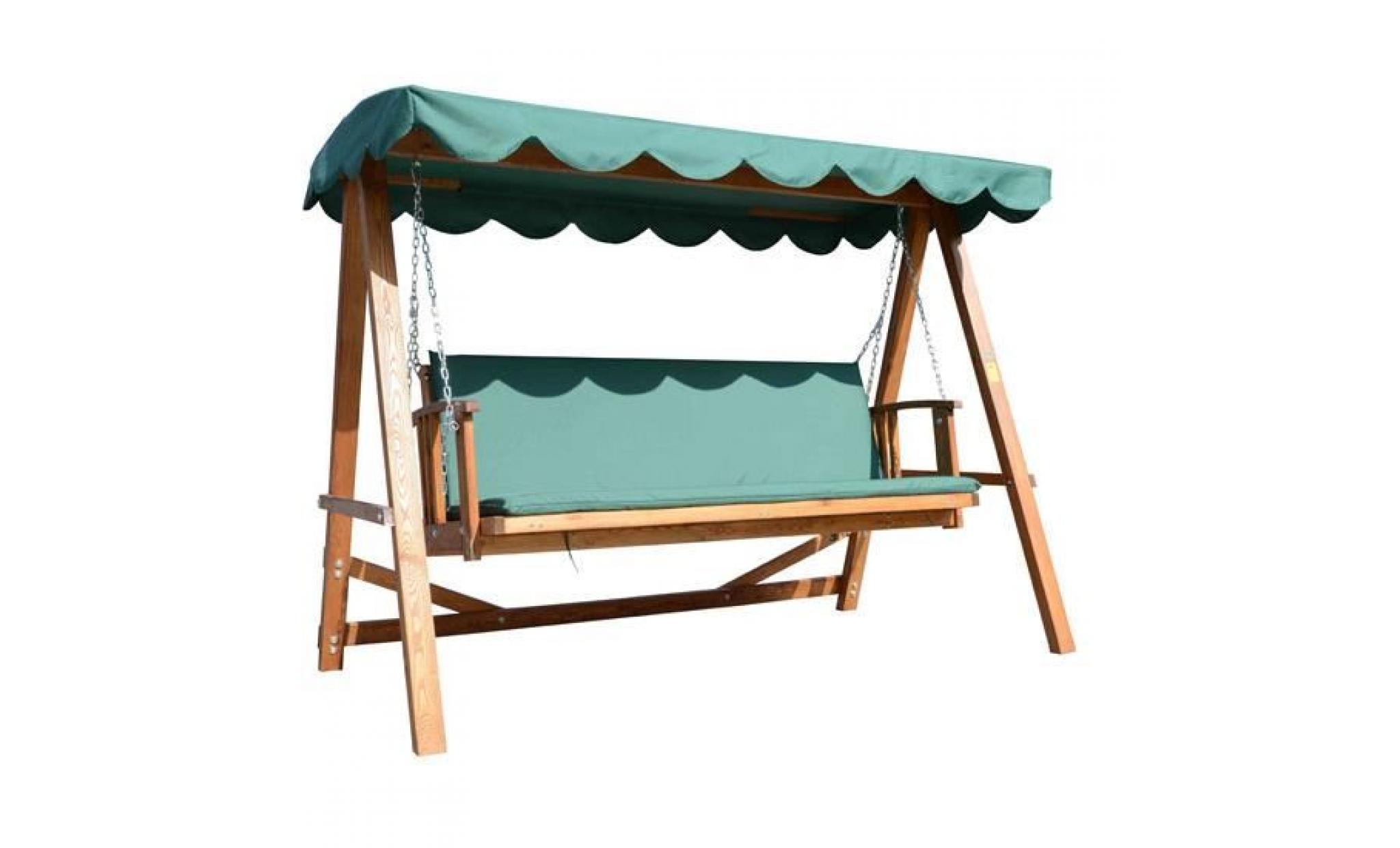 balancelle balancoire banc fauteuil de jardin en bois convertible en lit 4 places charge max. 400 kg neuf 78