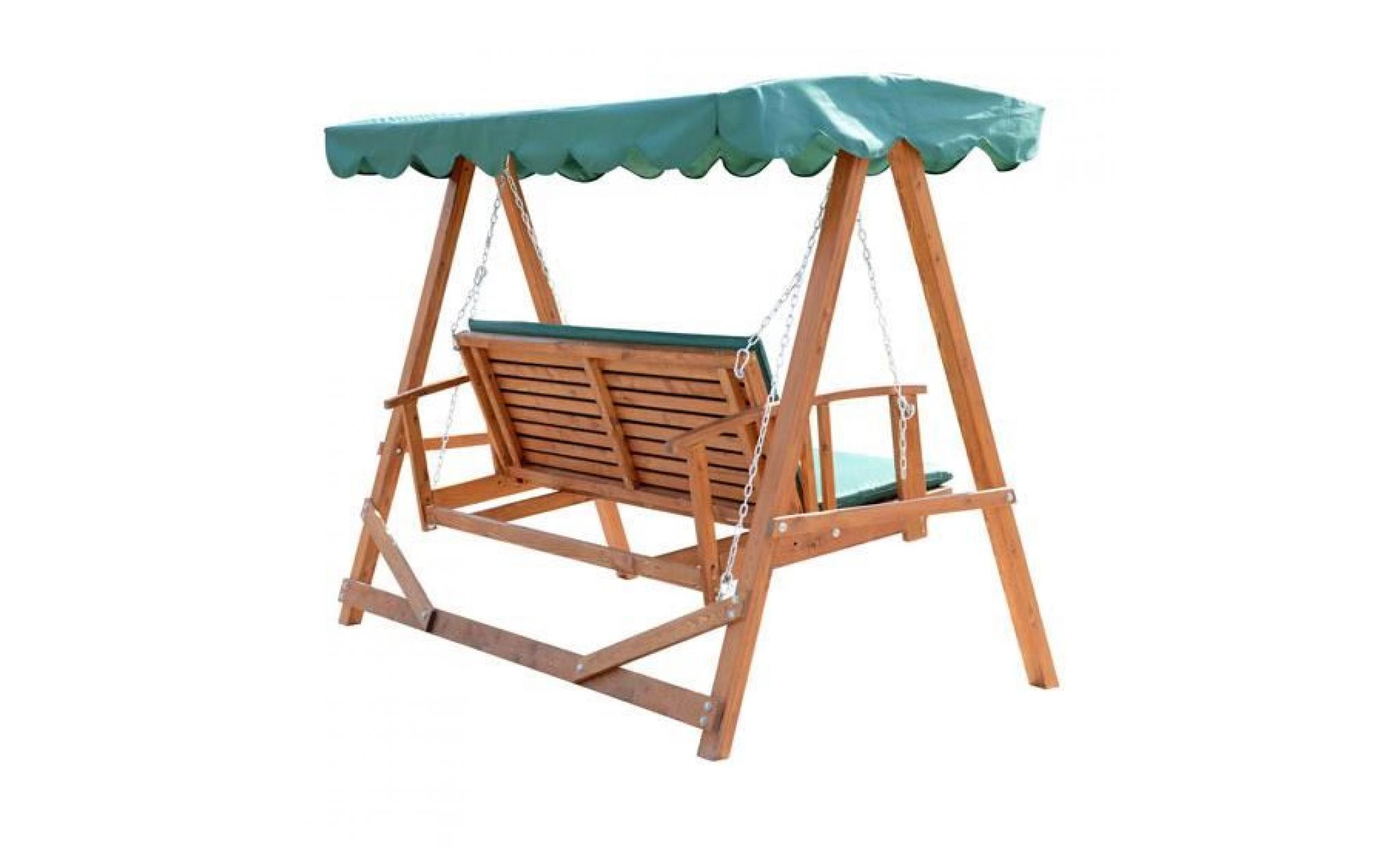 balancelle balancoire banc fauteuil de jardin en bois convertible en lit 4 places charge max. 400 kg neuf 78 pas cher