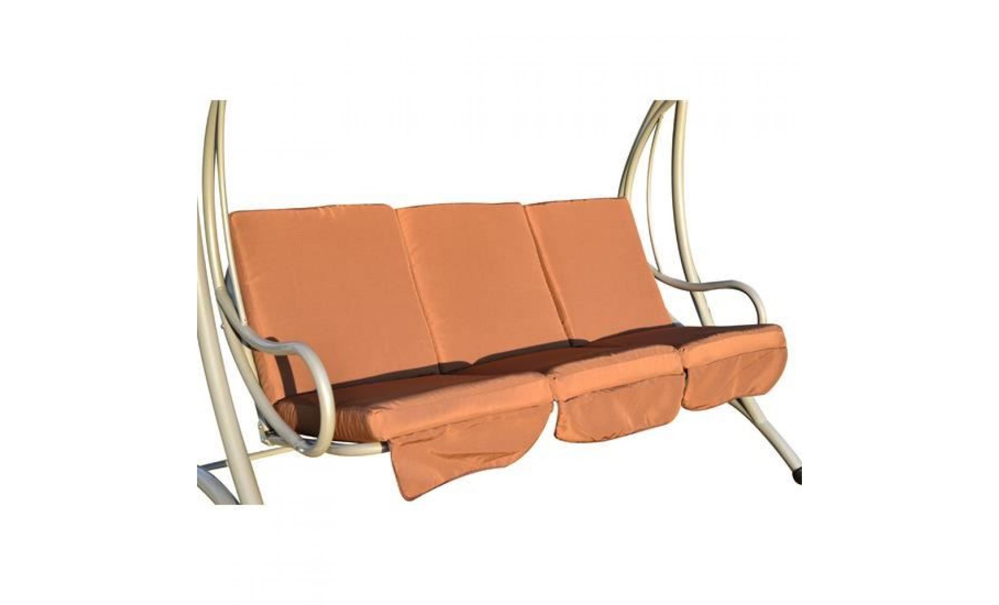 balancelle balancoire fauteuil de jardin en acier 3 places charge max. 360kg chocolat 90 pas cher