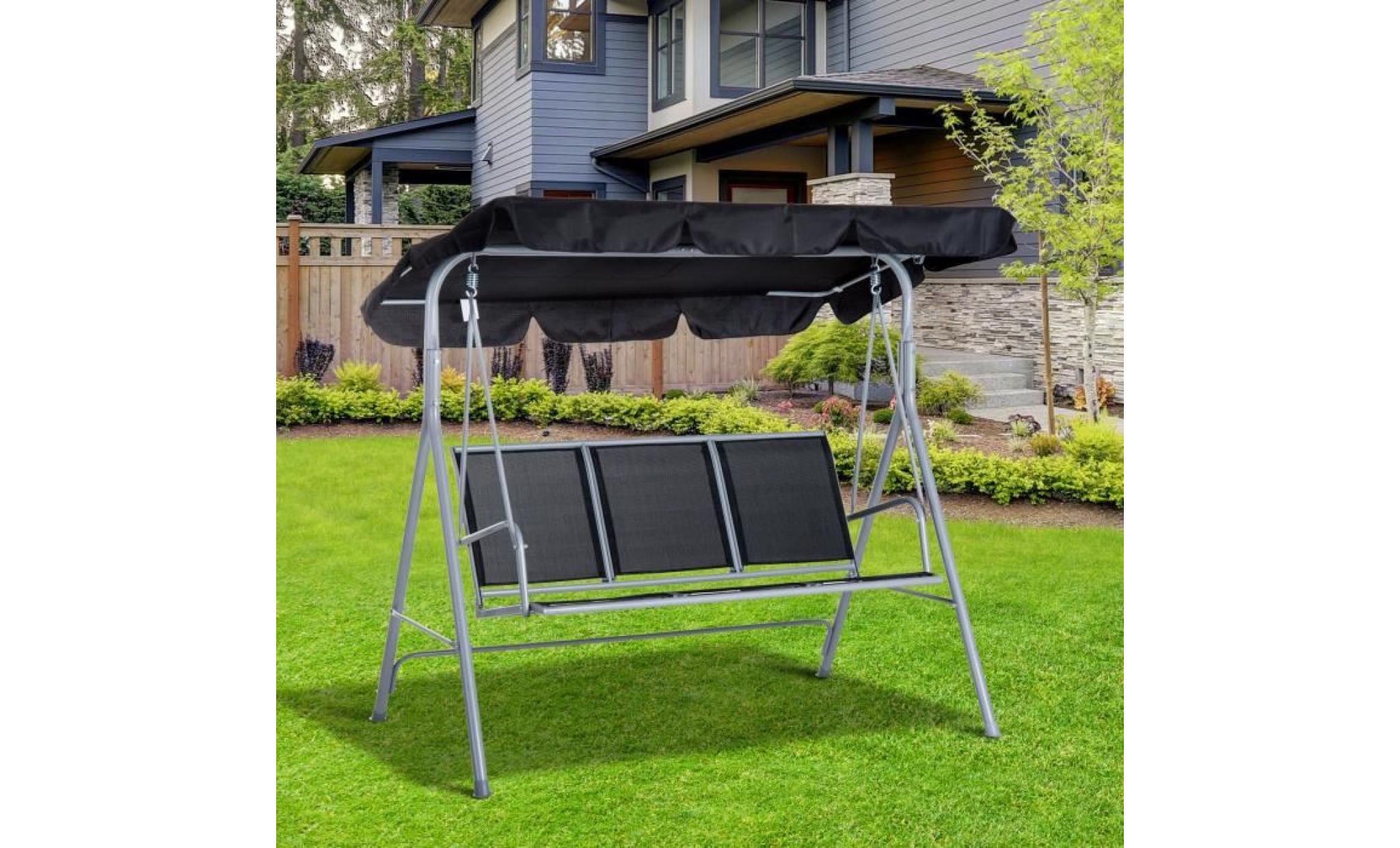 balancelle de jardin 3 places grand confort toit imperméabilisé inclinaison réglable assise et dossier ergonomique 1,7l x 1,1l x pas cher