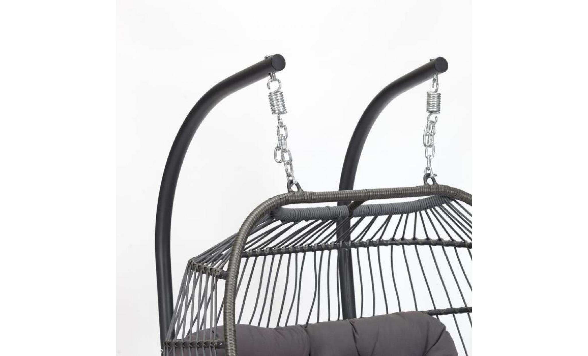 balancelle de jardin sur pied pour 2 personnes , hamac, fauteuil suspendu en résine tressée structure acier pas cher