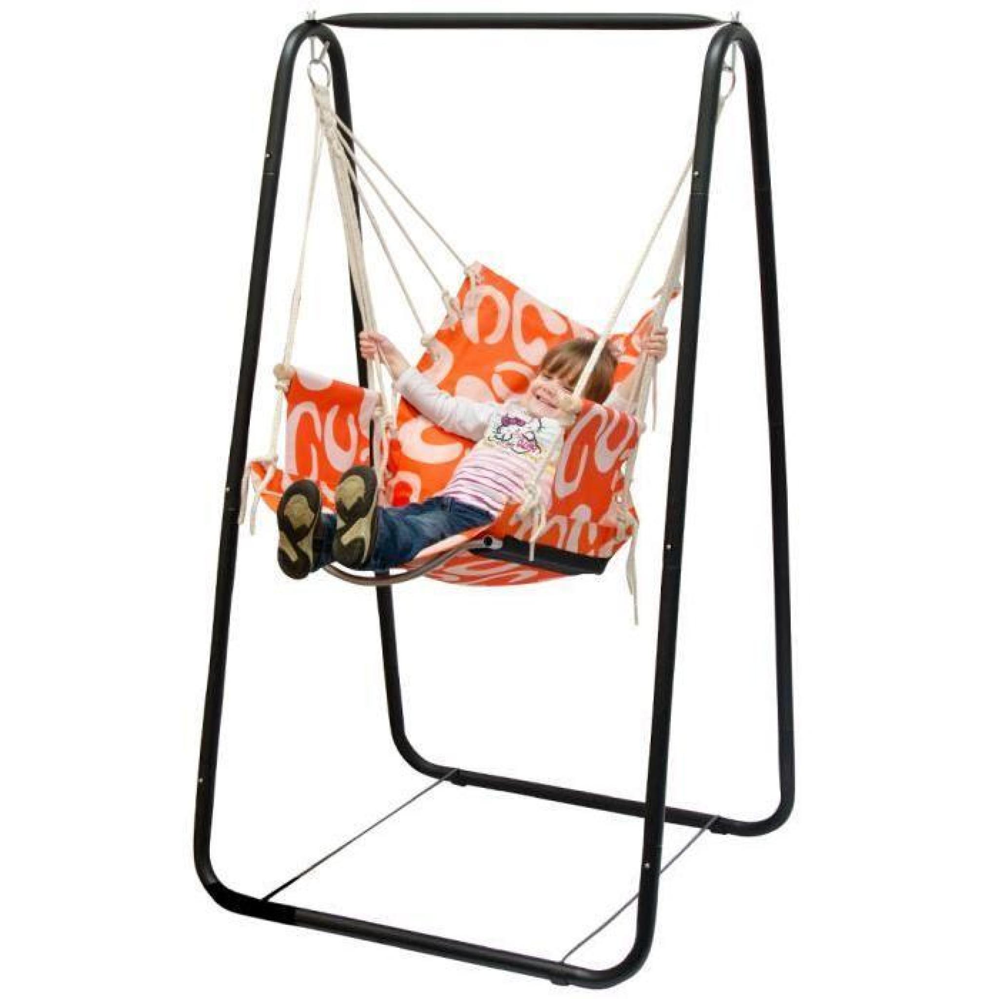 Balançoire complète: chaise + châssis en métal | Pour les enfants et les adultes | Avec accoudoirs et dossier | en nylon rembourr... pas cher