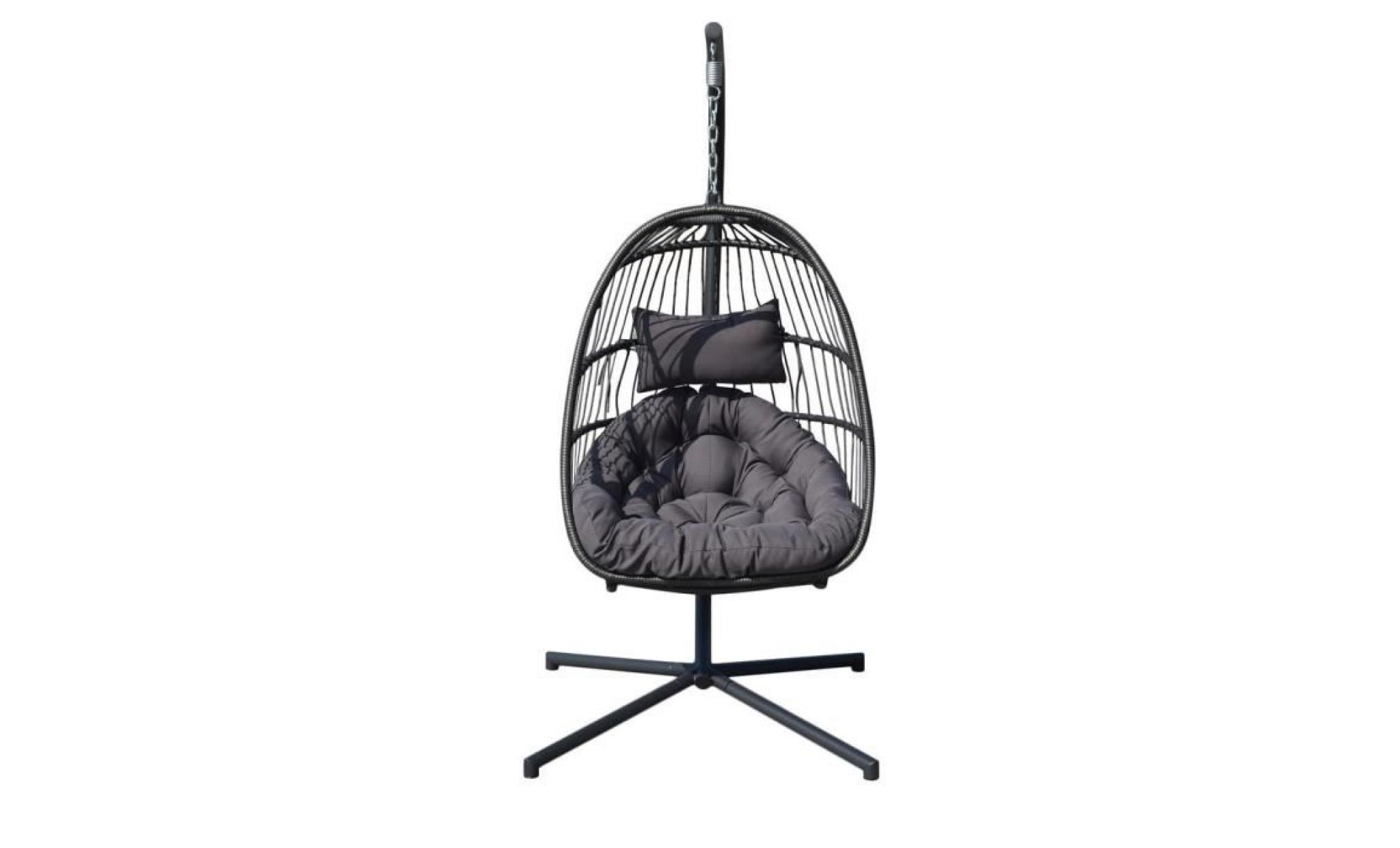 balançoire de patio fauteuil à œufs suspendus en osier style nordique avec coussin 1000 * 1000 * 1980mm