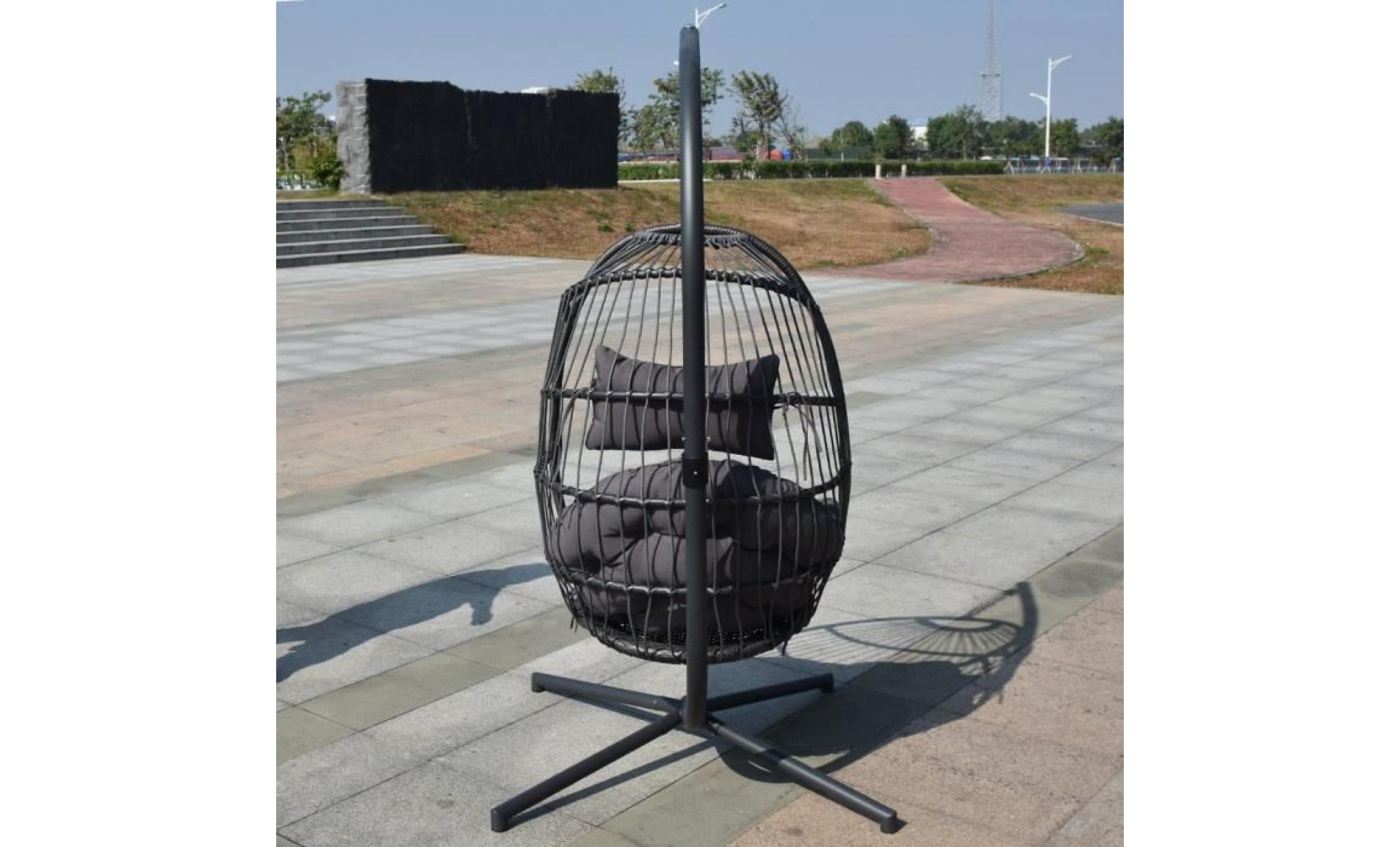 balançoire de patio fauteuil à œufs suspendus en osier style nordique avec coussin 1000 * 1000 * 1980mm pas cher
