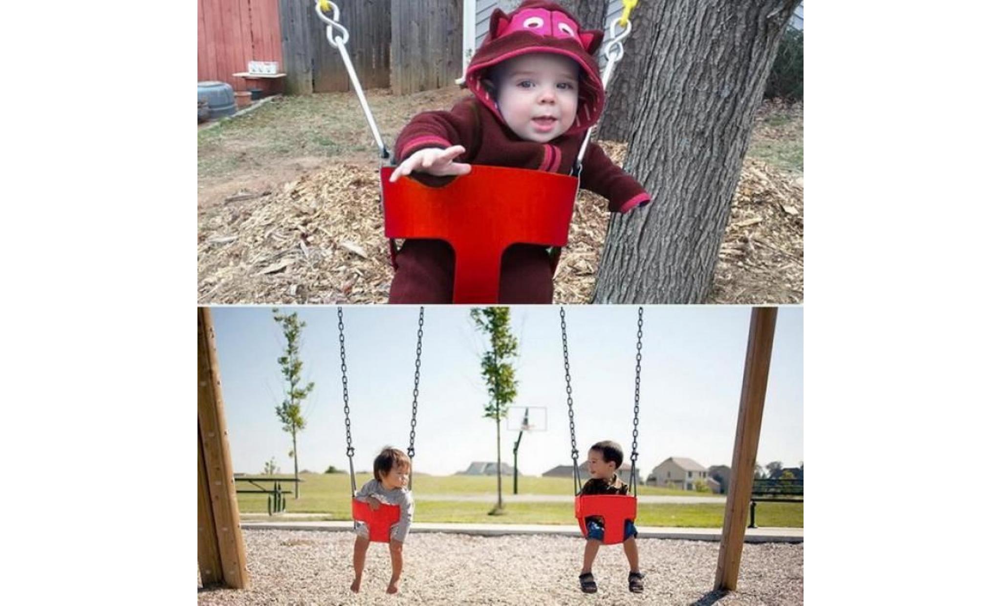 balançoire siège bébé enfants avec chaîne jardin jeux en plein air  rouge