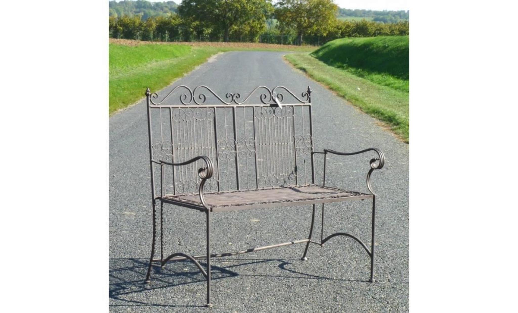 banc banquette fauteuil de jardin pliable assise extérieur 2 personnes en fer marron 50x88x106cm pas cher