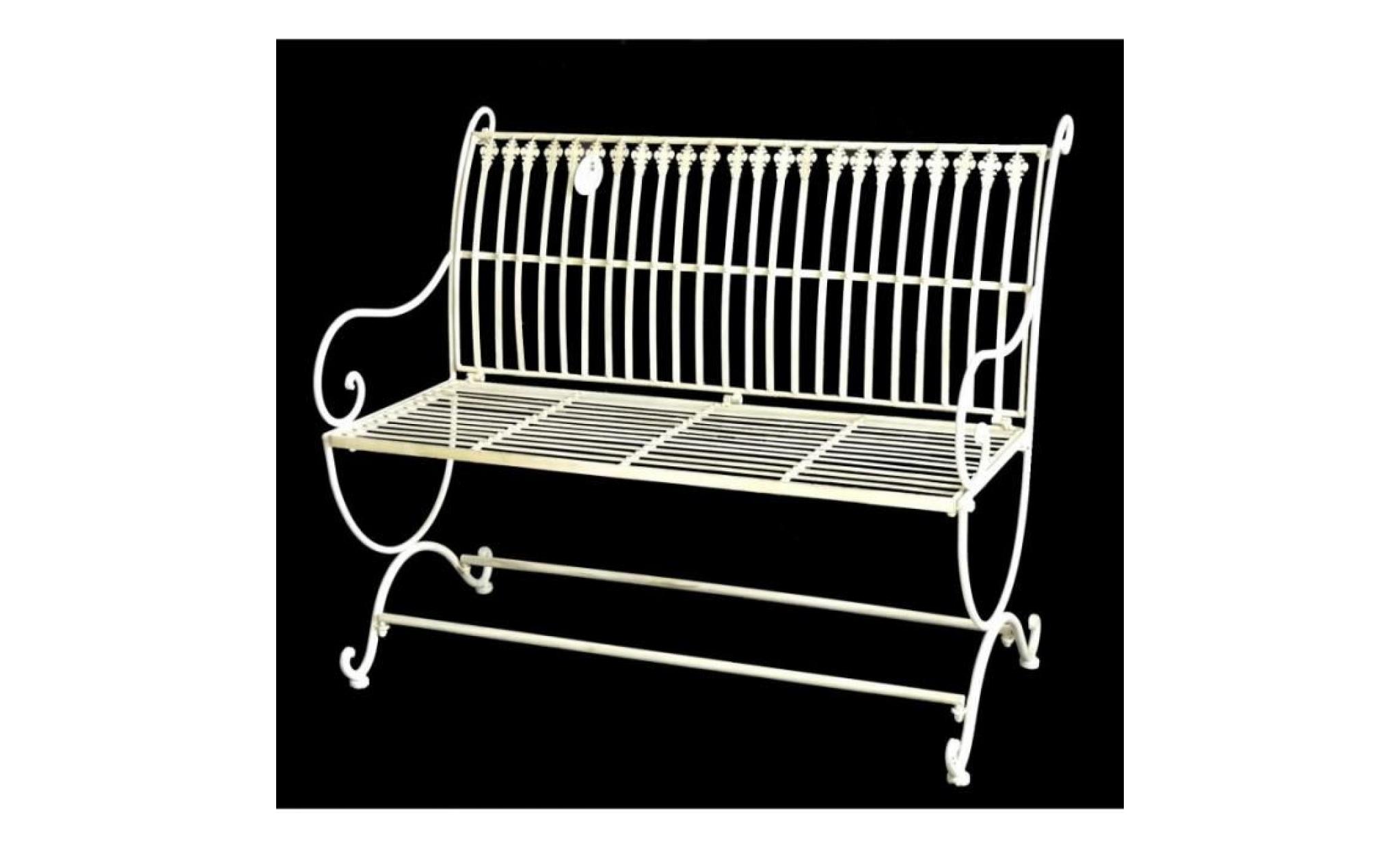 banc de jardin banquette en fer blanc 2 places personnes fauteuil de jardin mobilier de qualité 55x84x103cm