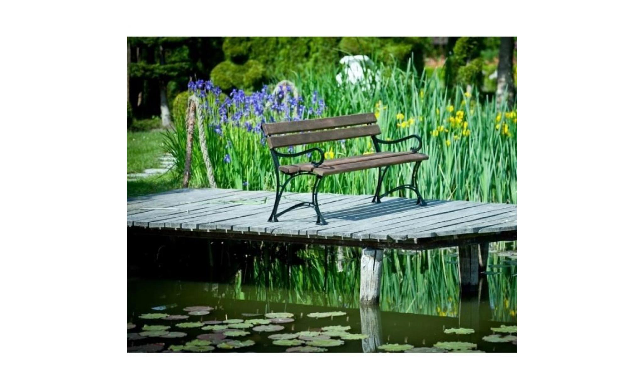banc de jardin en bois couleur palissandre et aluminium 180 cm avec accoudoirs pas cher