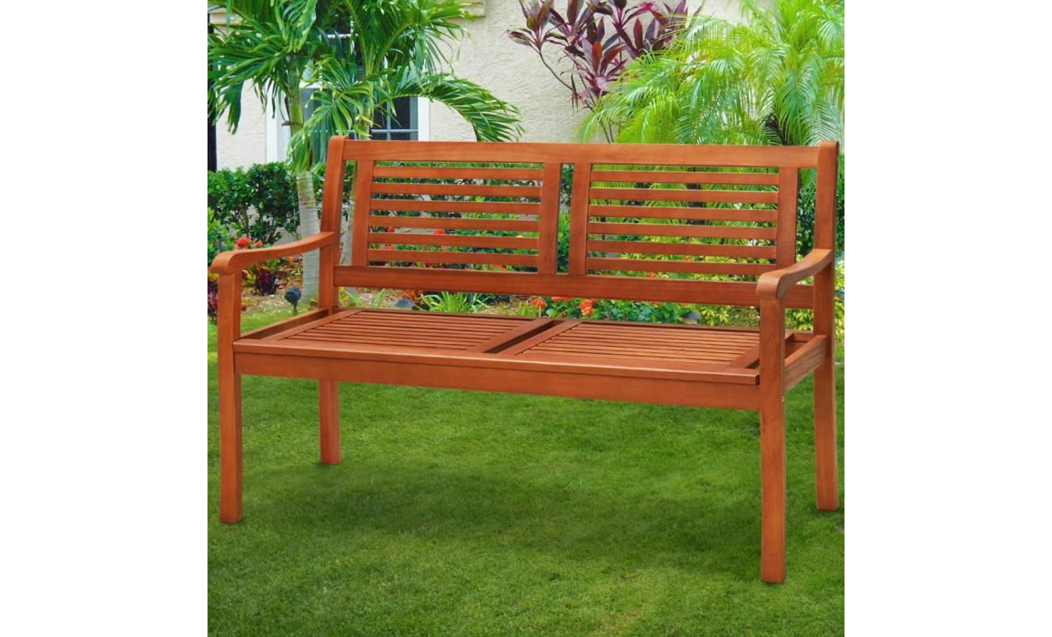 banc de jardin 120cm x 60cm x 90cm en bois eucalyptus certifié fsc® / terrasse pas cher