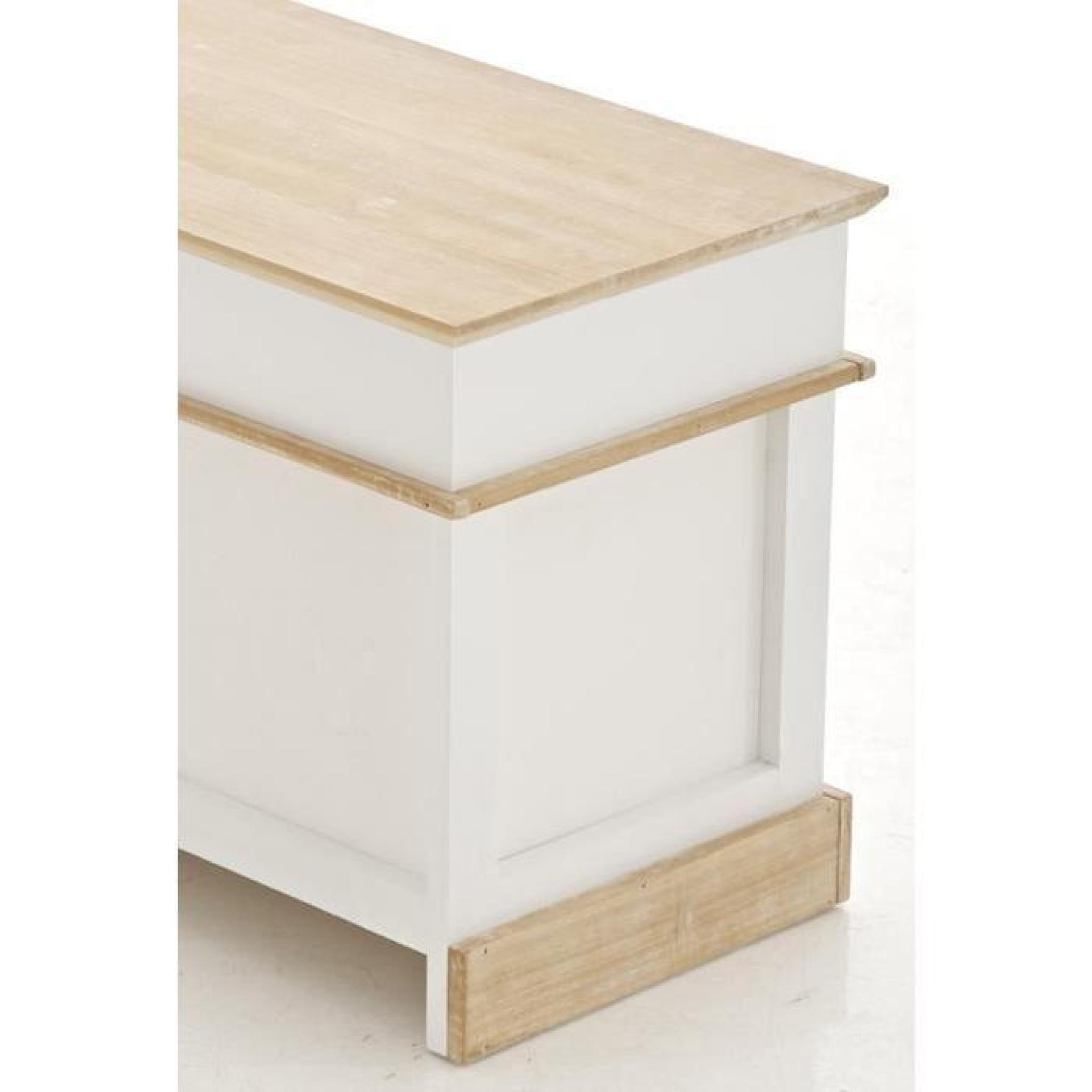 Banc en bois coloris blanc - 103 x 35 x 45 cm pas cher