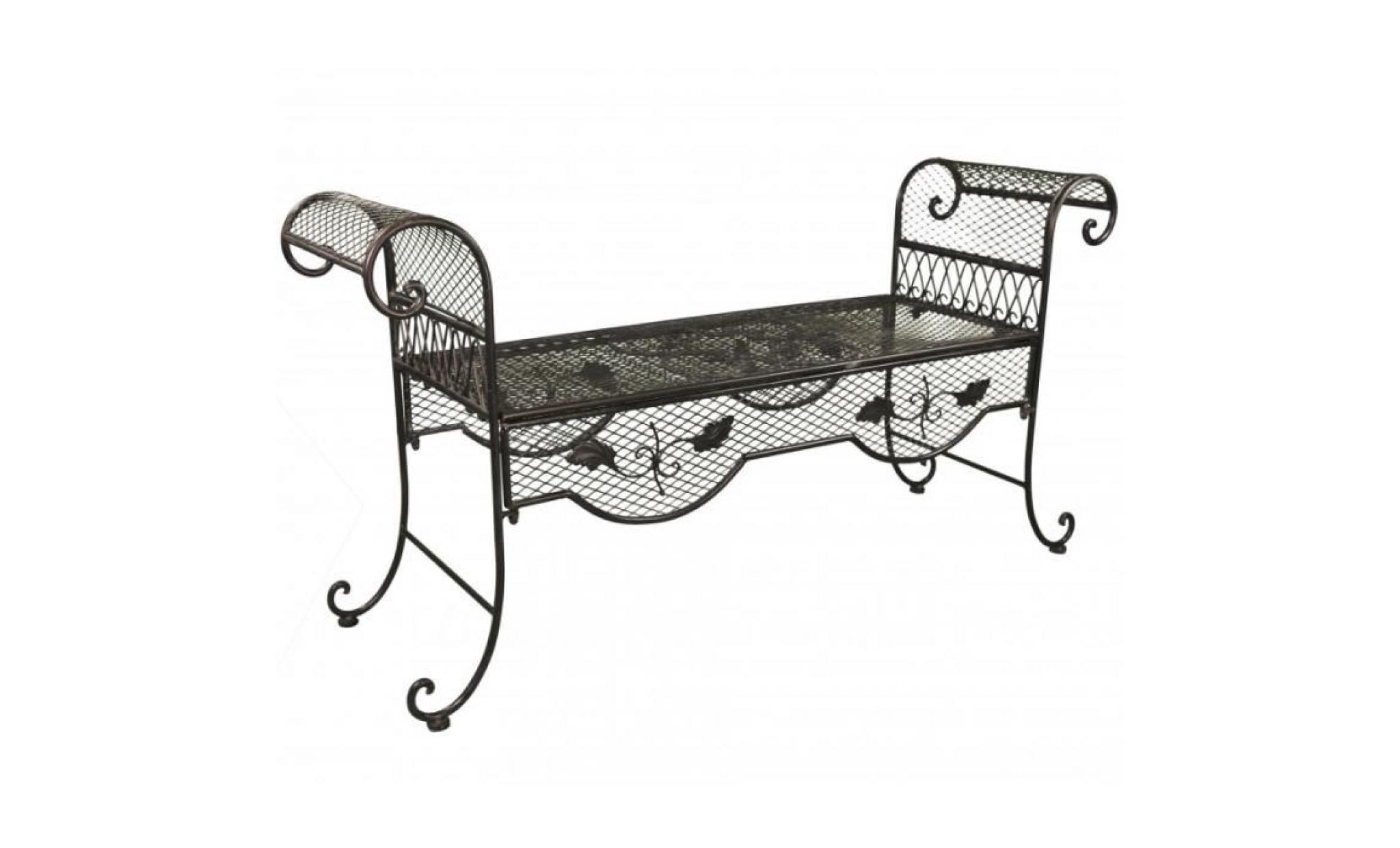 banc style dagobert banquette fauteuil mobilier de jardin assise exterieur 2 places en fer marron 40x70x136cm pas cher
