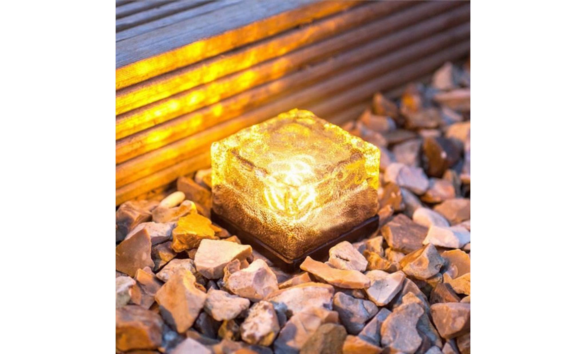baqi 1pc imperméable energie lampe de jardin solaire glace givré led lampe en verre brique blanc chaud