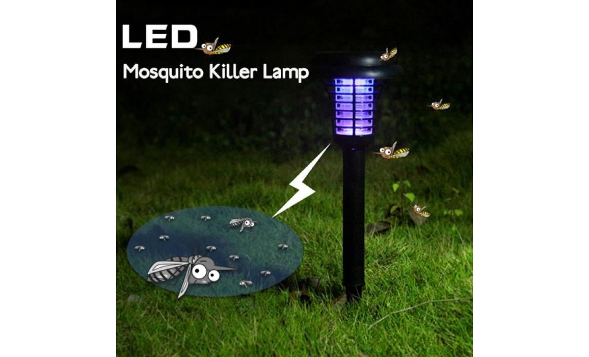 baqi 1pc solaire alimenté 2led lumière mosquito pest bug zapper insect killer lampe jardin pelouse 13.5cm x42cm
