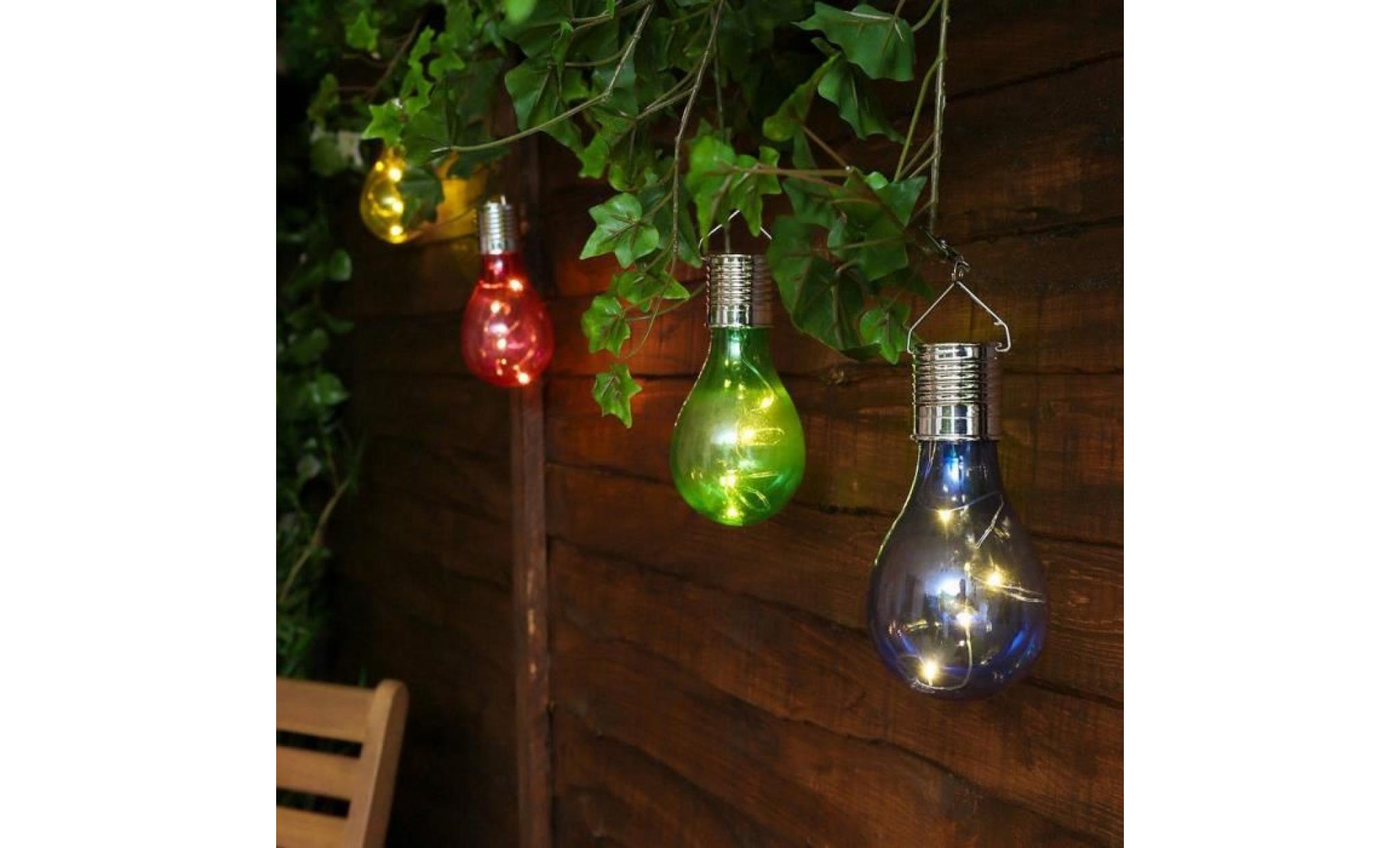 baqi 2pcs lampe solaire imperméable led ampoule accrochante transparent décoration suspendu extérieure jardin
