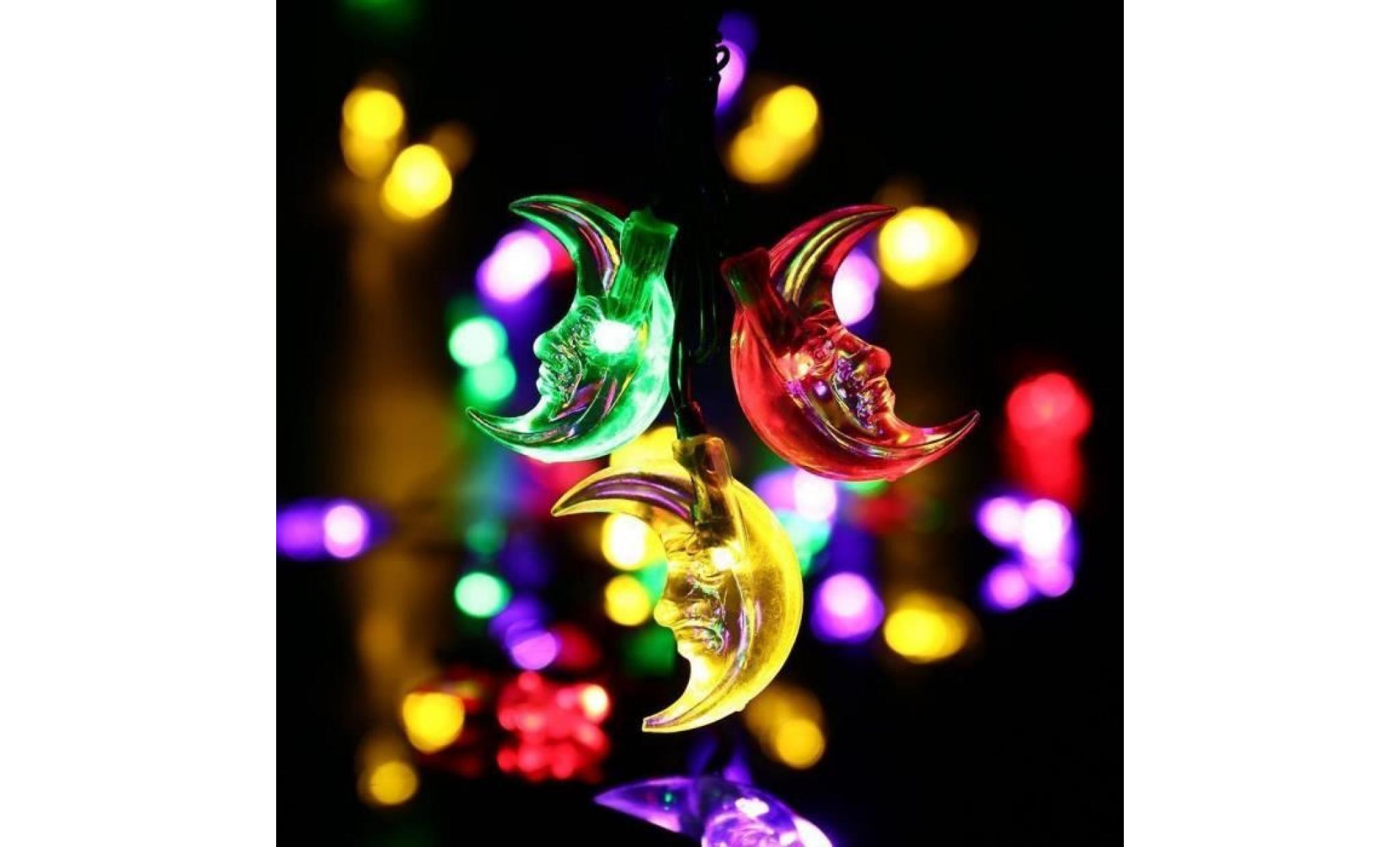 baqi lumières 20 led chaîne solaire lune multicolore jardin fête décor