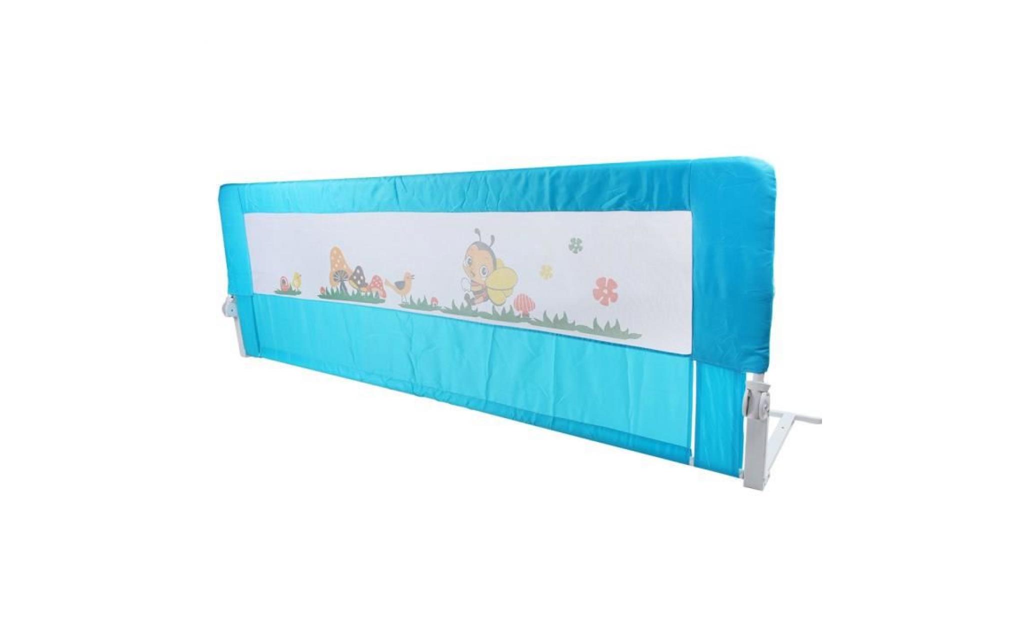 barrière de lit de sécurité pliante de 150 cm, bleue, protège sommeil pour enfants  gar