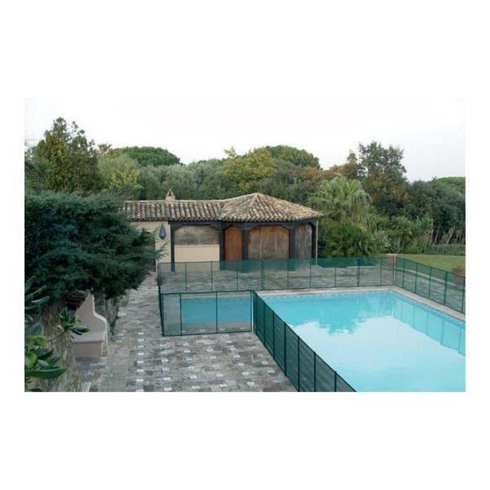 Barrière de piscine Beethoven verte avec piquets anodisés - 5 mètres