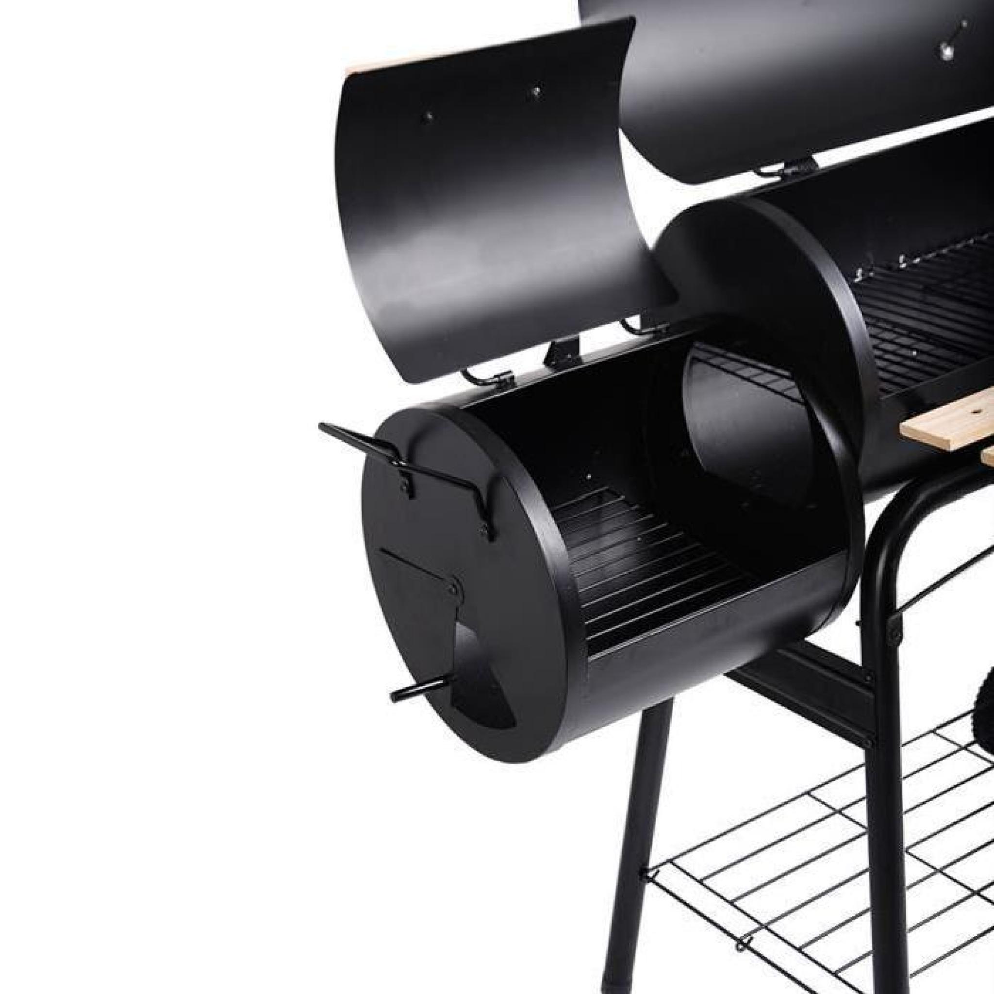 BBQ Barbecue Grill support Grill charbon de bois fumeur panier couvercle thermomètre pas cher