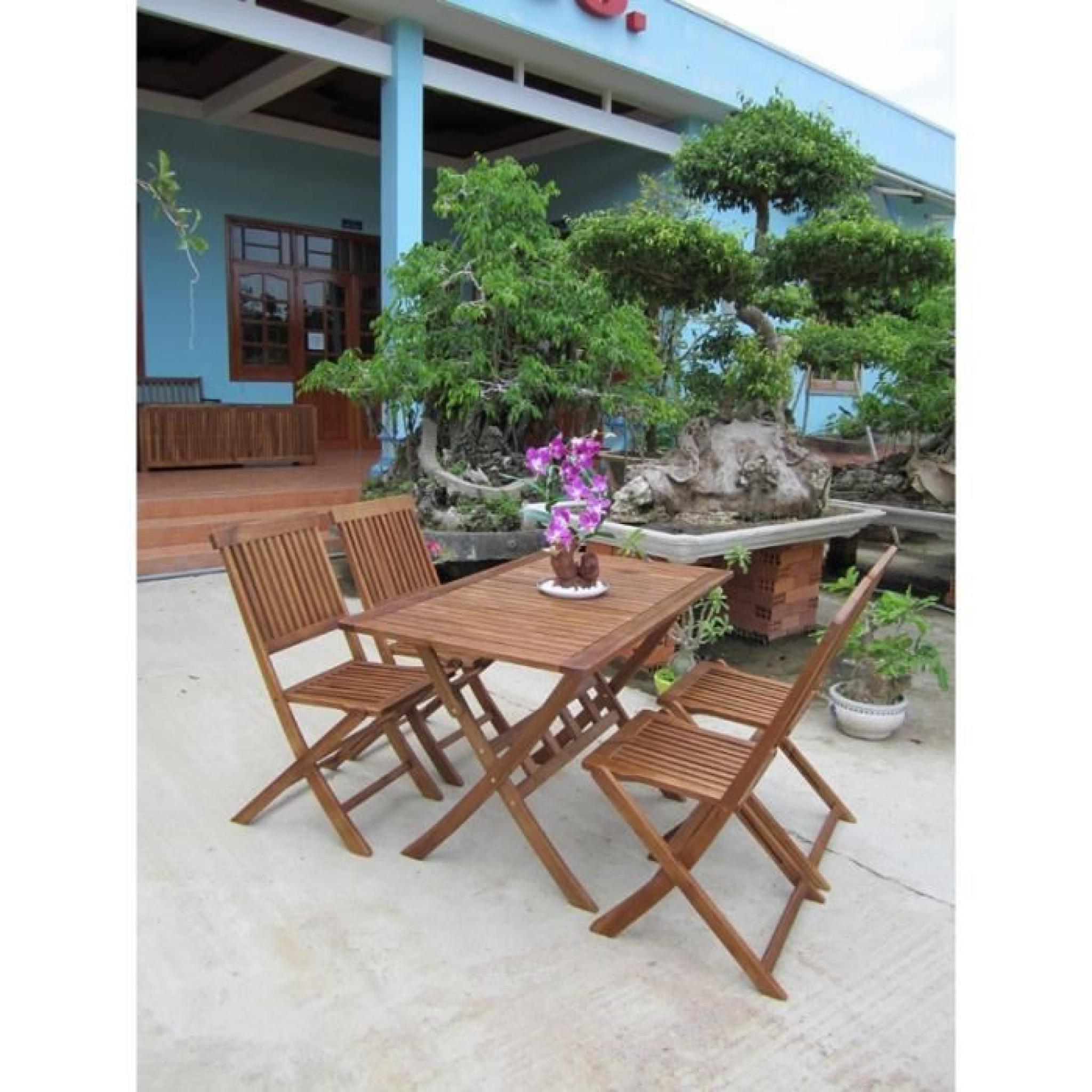 Bentley - Ensemble table rectangulaire + 4 chaises en bois - jardin/patio
