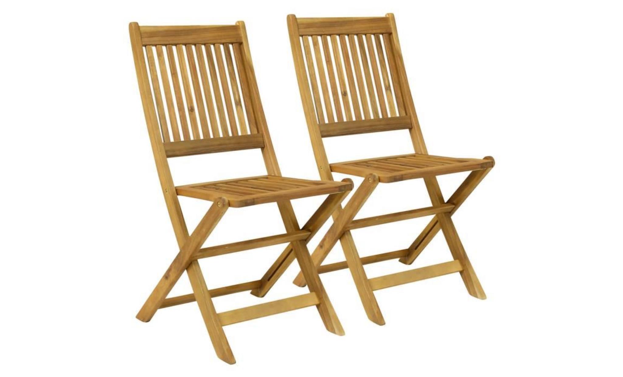 bentley   lot de 2 chaises pliables pour jardin/patio   bois