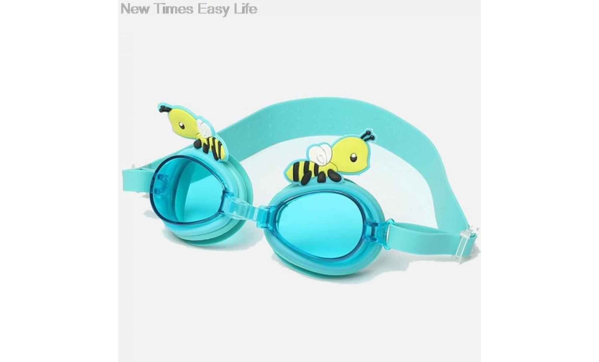 bleu clair cartoon abeilles enfants etanche anti fog protection uv swim piscine silicone lunettes lunettes pas cher