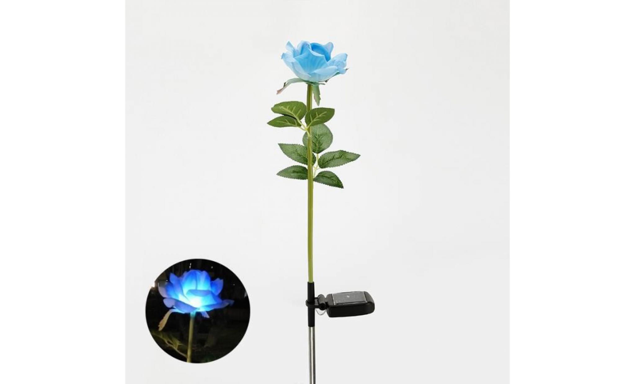 bleu l'énergie solaire led unique fausse rose fleur jeu de jardin paysage lampe extérieure cour décor de fête s'allume pas cher