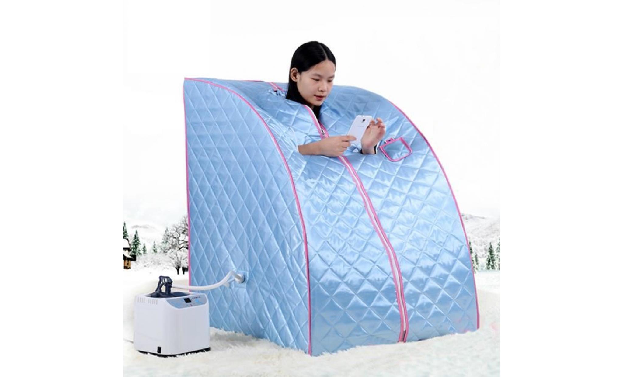 ( bleu ) sauna portable a vapeur spa intererieur pliable ménage à vapeur unique sauna box fitness  pliant  @elite france