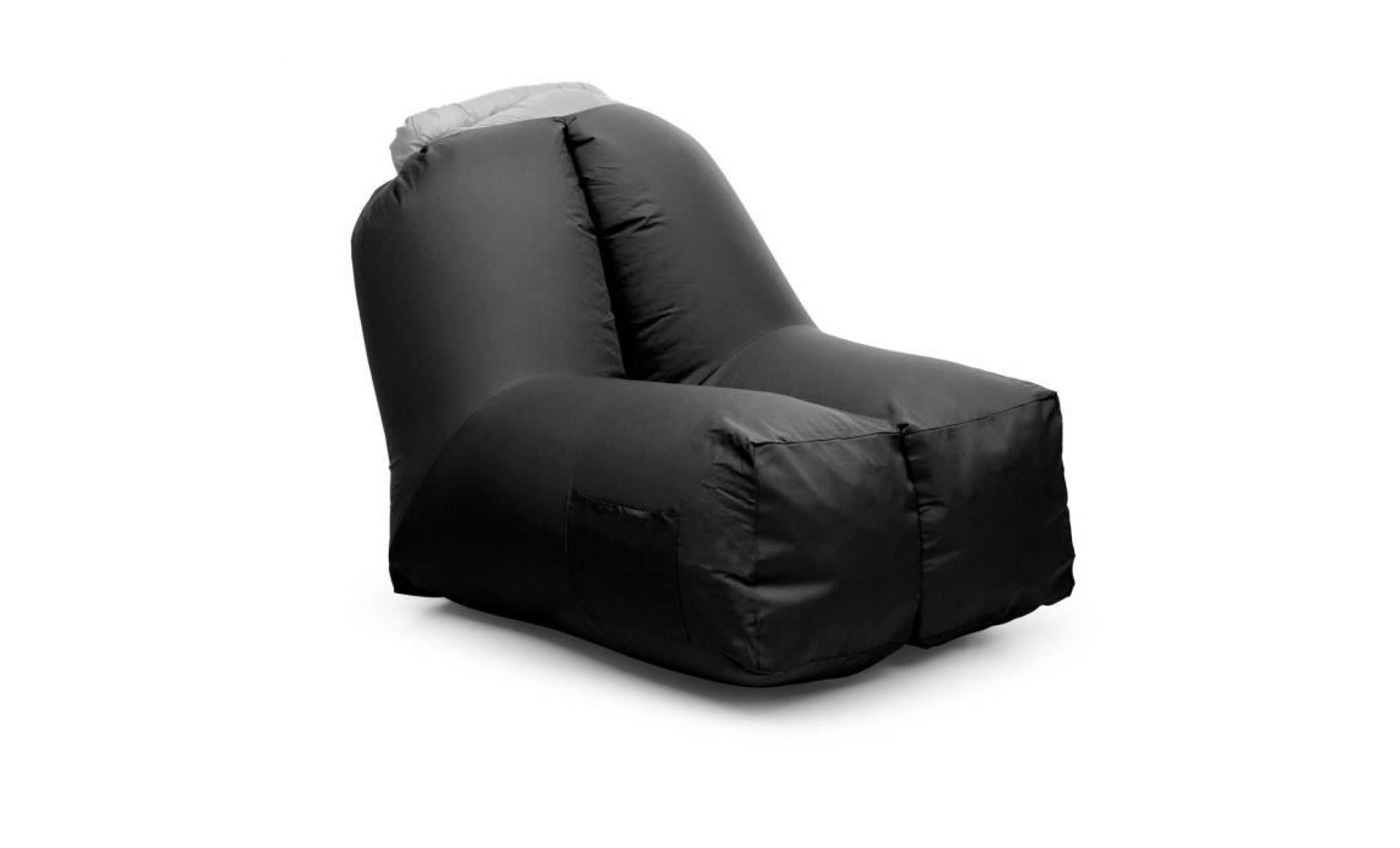 blumfeldt airchair fauteuil gonflable  de jardin 80 x 80 x 100cm   sac à dos de transport lavable inclus   housse polyester   noir