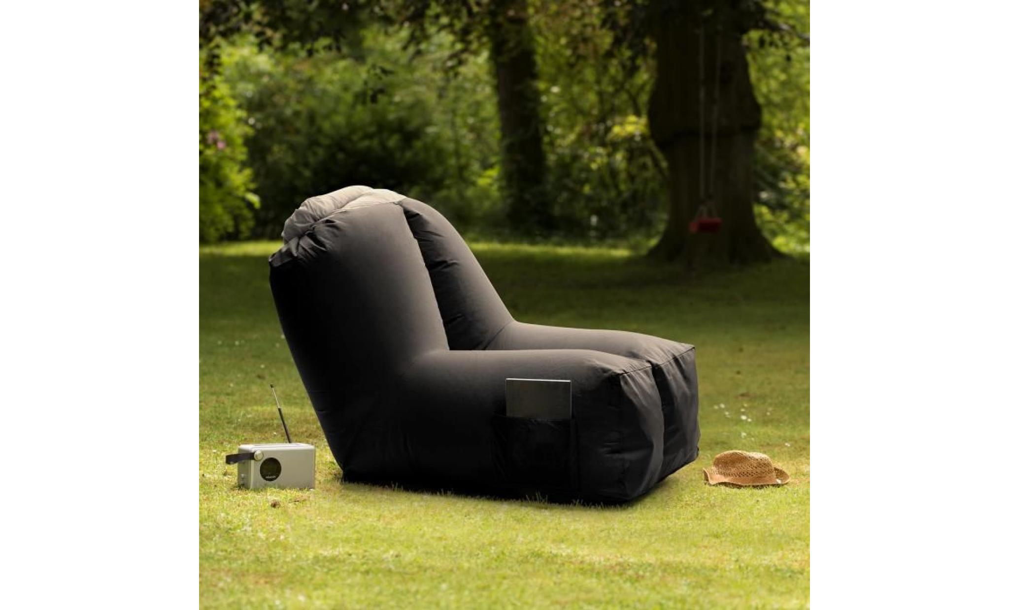 blumfeldt airchair fauteuil gonflable  de jardin 80 x 80 x 100cm   sac à dos de transport lavable inclus   housse polyester   vert pas cher