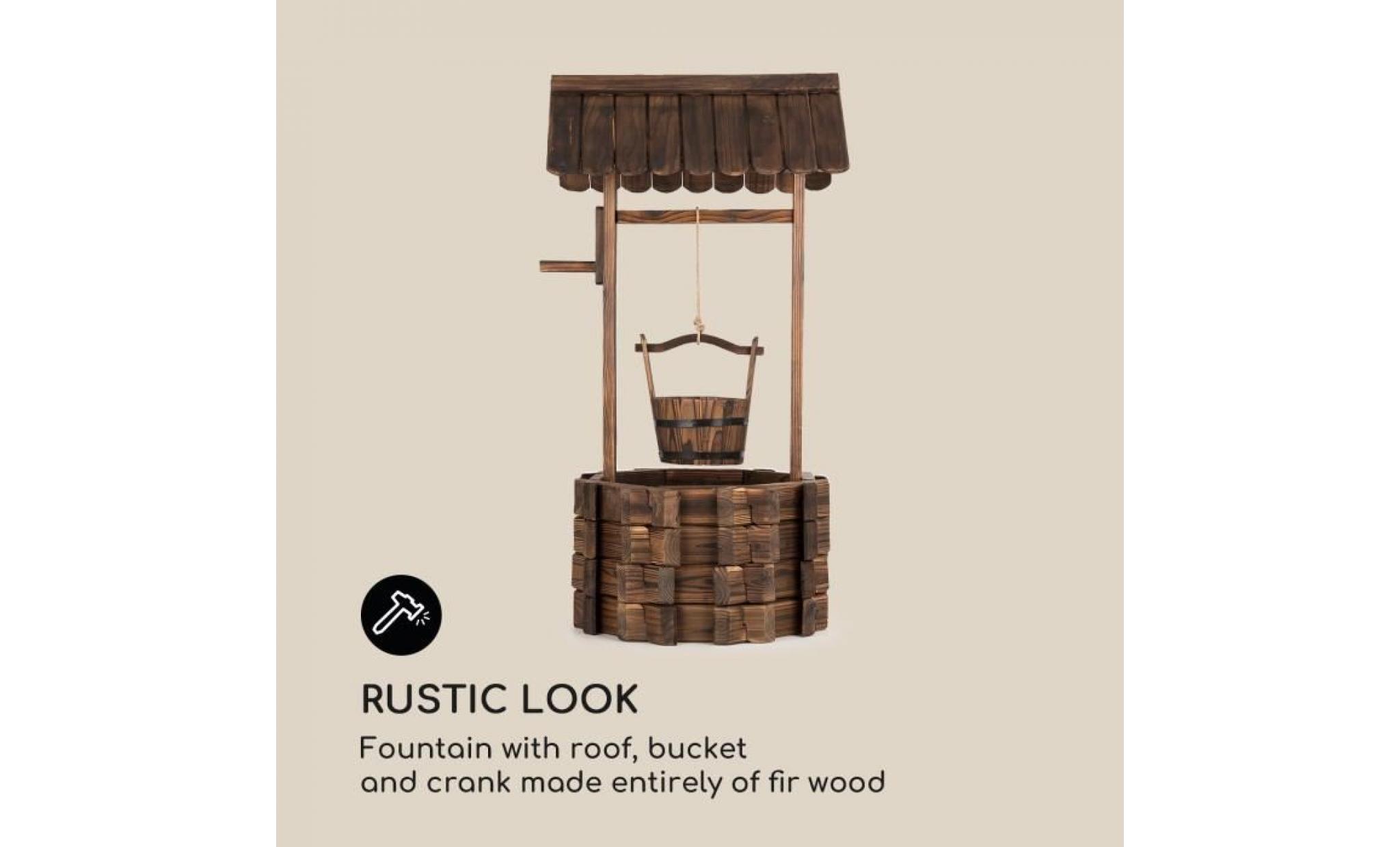 blumfeldt andernach fontaine de jardin avec seau   design rustique en bois de sapin résistant pas cher