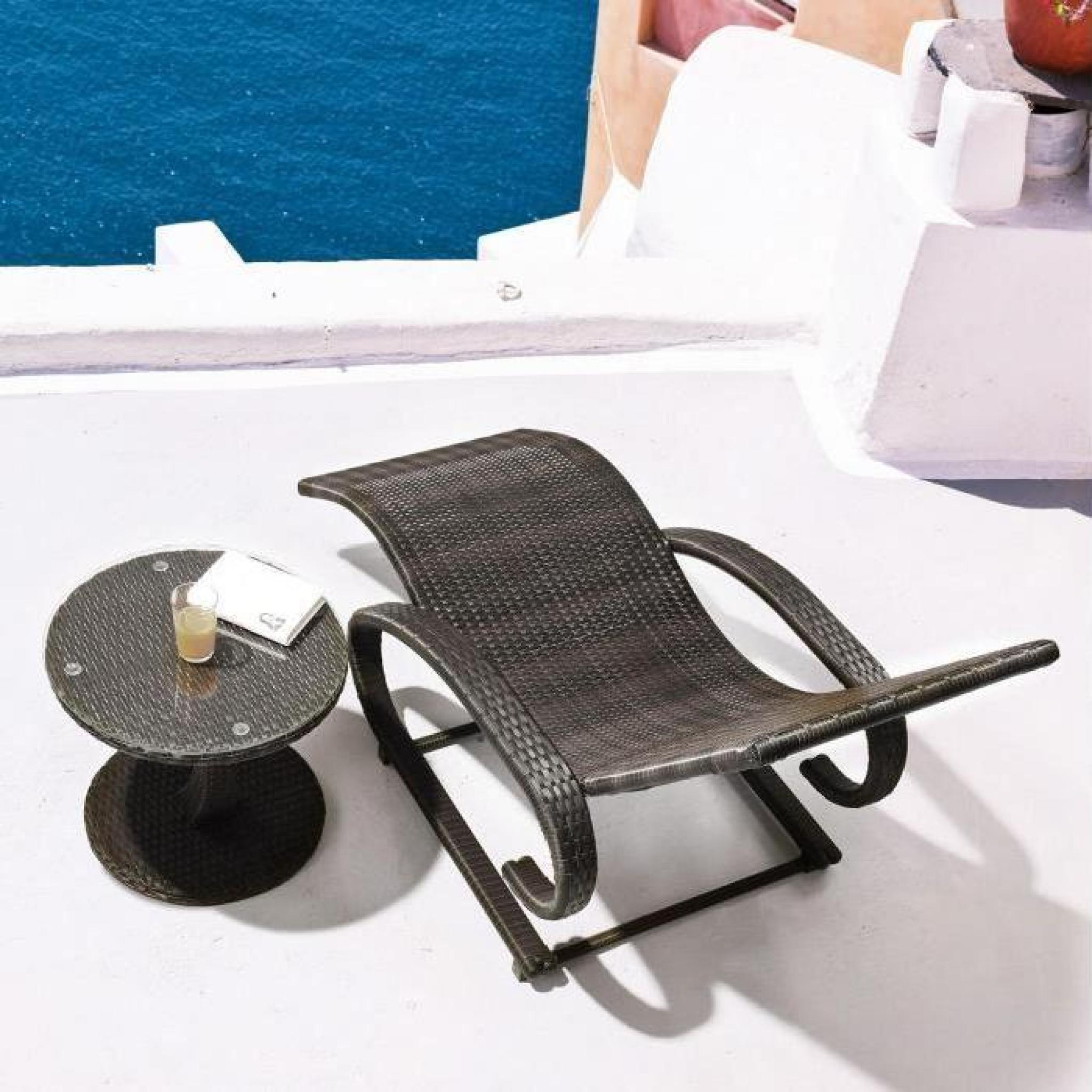 Blumfeldt Daybreak Chaise longue à bascule / Transat en rotin synthétique avec balancement (cadre aluminium , accoudoirs) - taupe pas cher