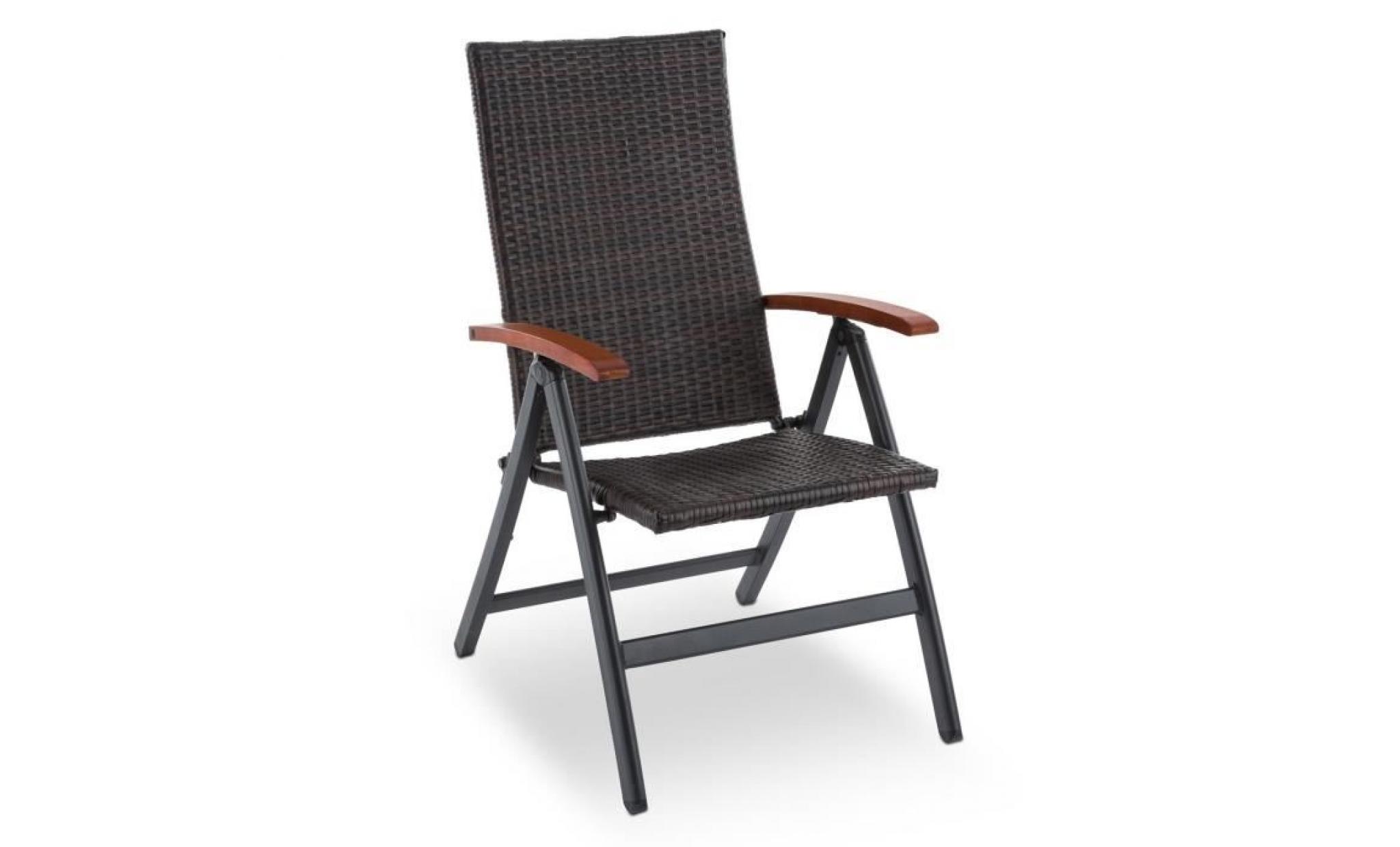 blumfeldt korsika chaise pliable avec accoudoirs 58,5x103x75 cm rotin aluminium