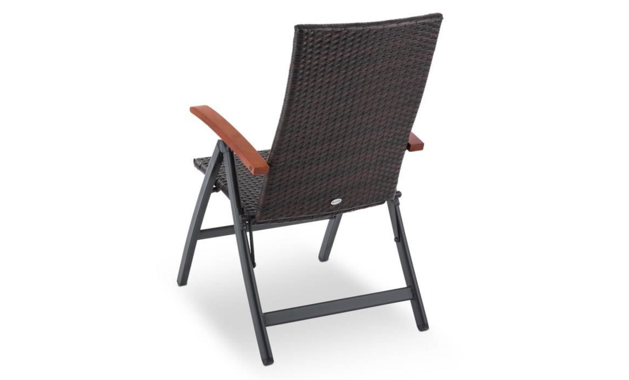 blumfeldt korsika chaise pliable avec accoudoirs 58,5x103x75 cm rotin aluminium pas cher