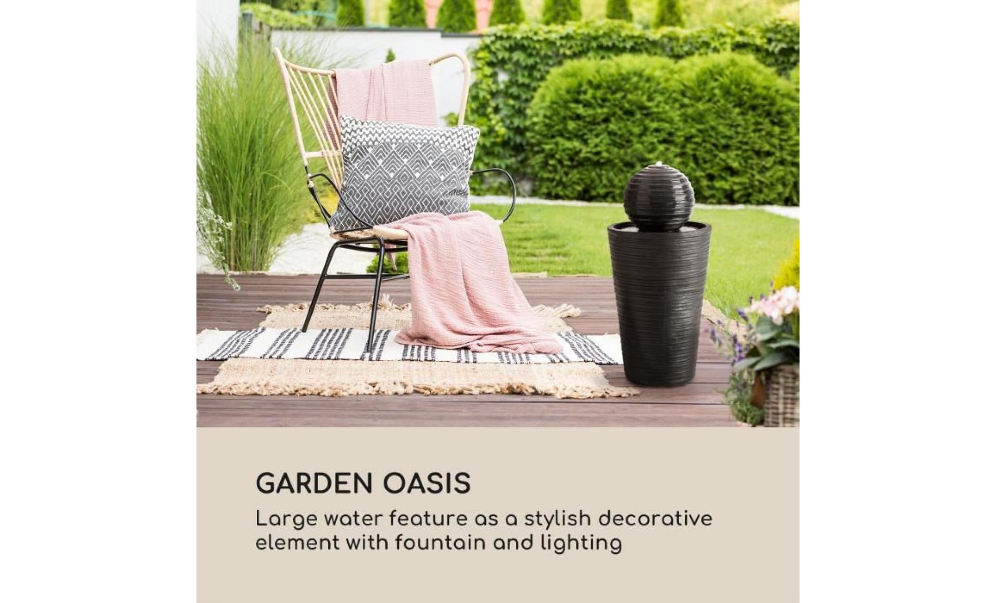 blumfeldt liquitorre xl fontaine de jardin avec éclairage led   alimenation par panneau solaire ou batterie    en polyrésine pas cher