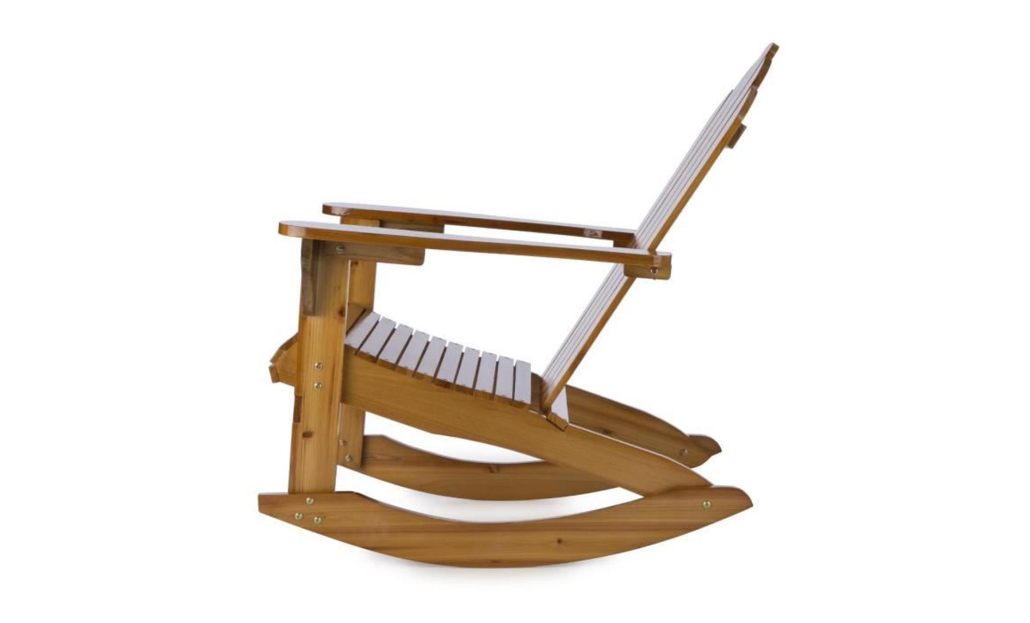 blumfeldt rushmore | chaise à bascule style adirondack | rocking chair | 71x95x105 |résistant aux intempéries |  bois sapin | marron pas cher